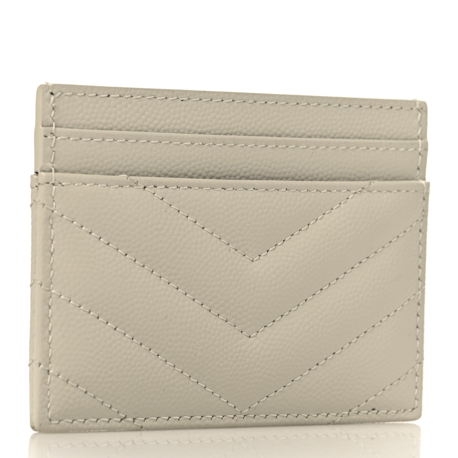 Grain De Poudre Matelasse Chevron Monogram Credit Card Case Crema Soft