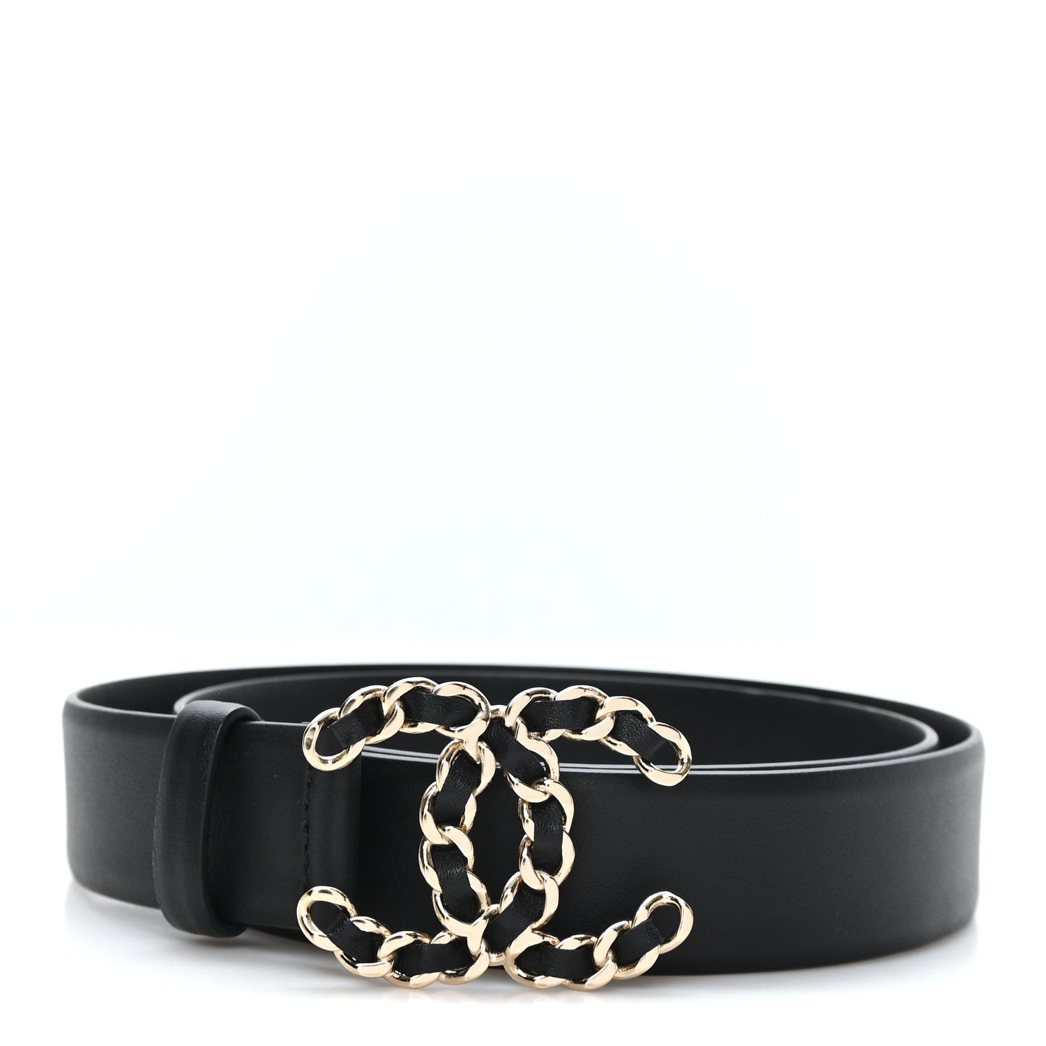 Calfskin CC Chain Belt 85 34 Black