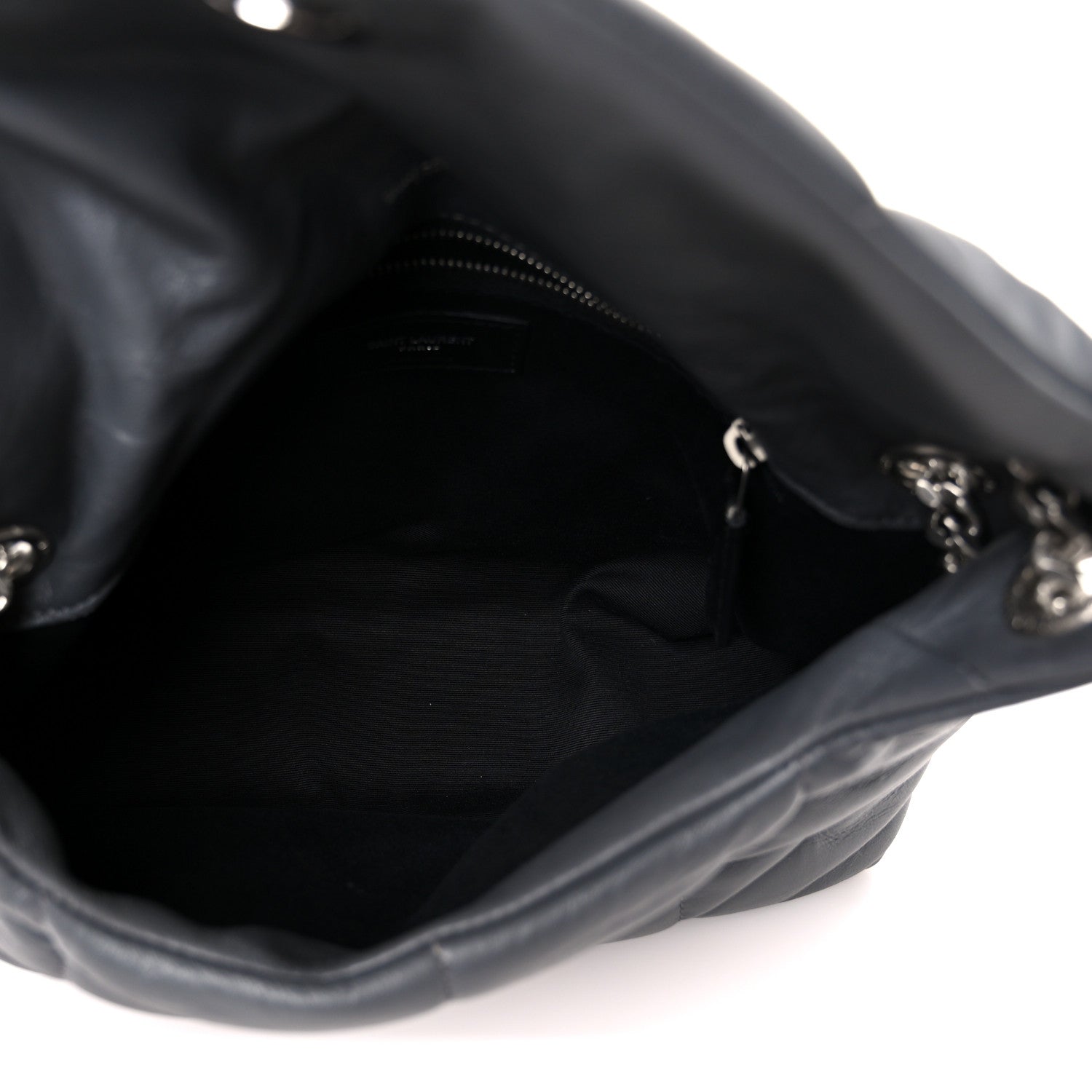 Lambskin Quilted Small Loulou Puffer Monogram Chain Satchel Storm