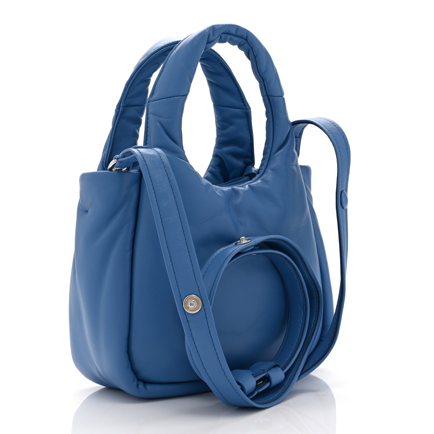 Nappa Soft Padded Small Double Handled Shoulder Bag Celeste