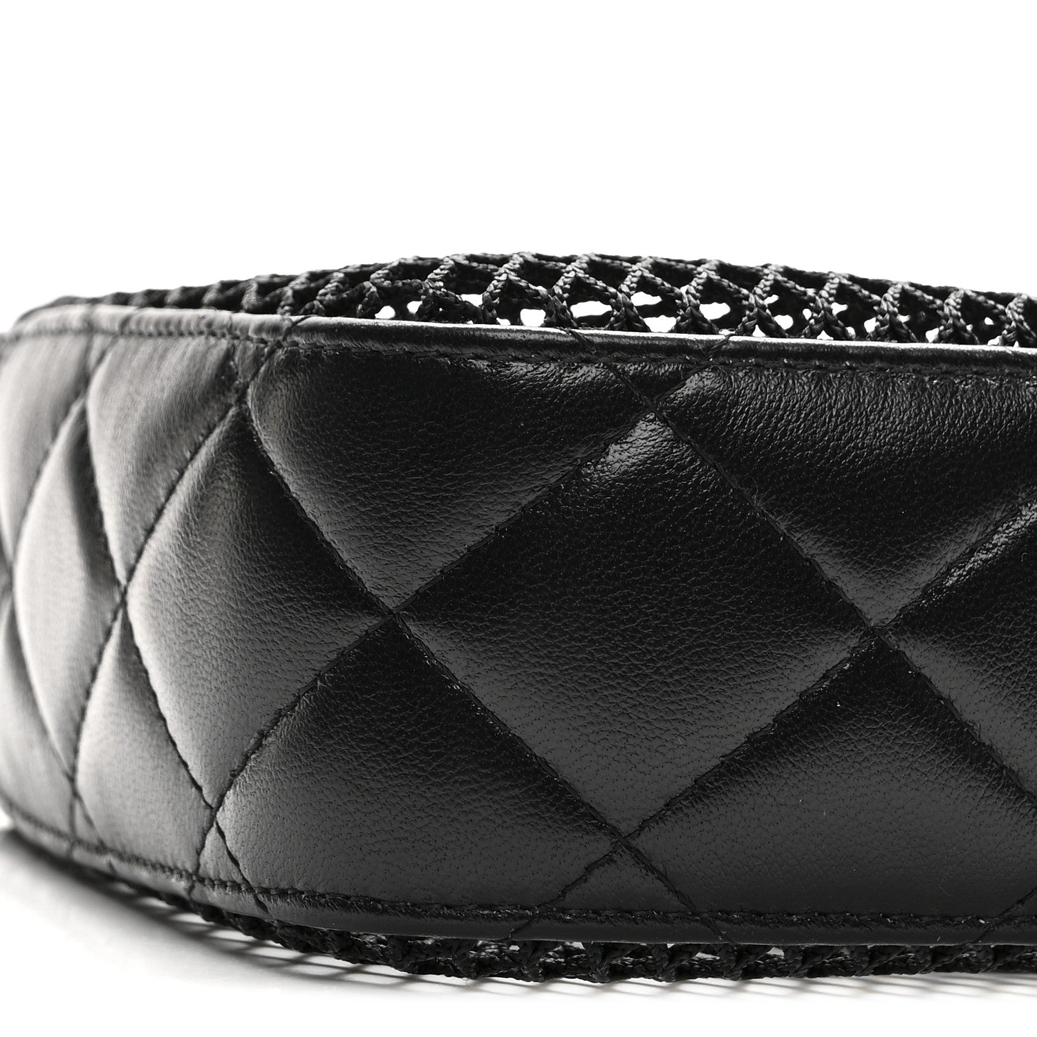 Mesh Shiny Lambskin Clutch With Chain  Black