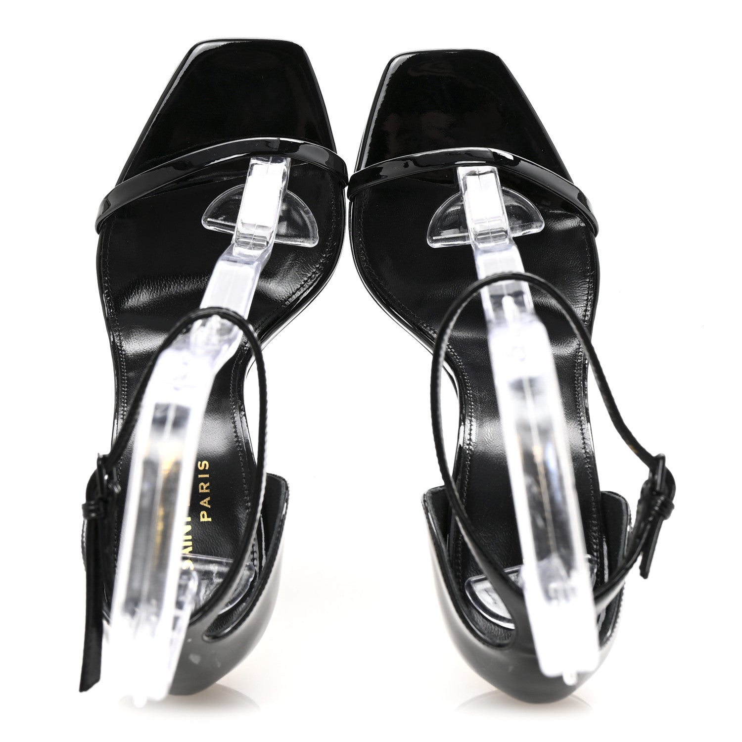 Patent Calfskin Opyum 110 Sandals 36.5 Black Gold