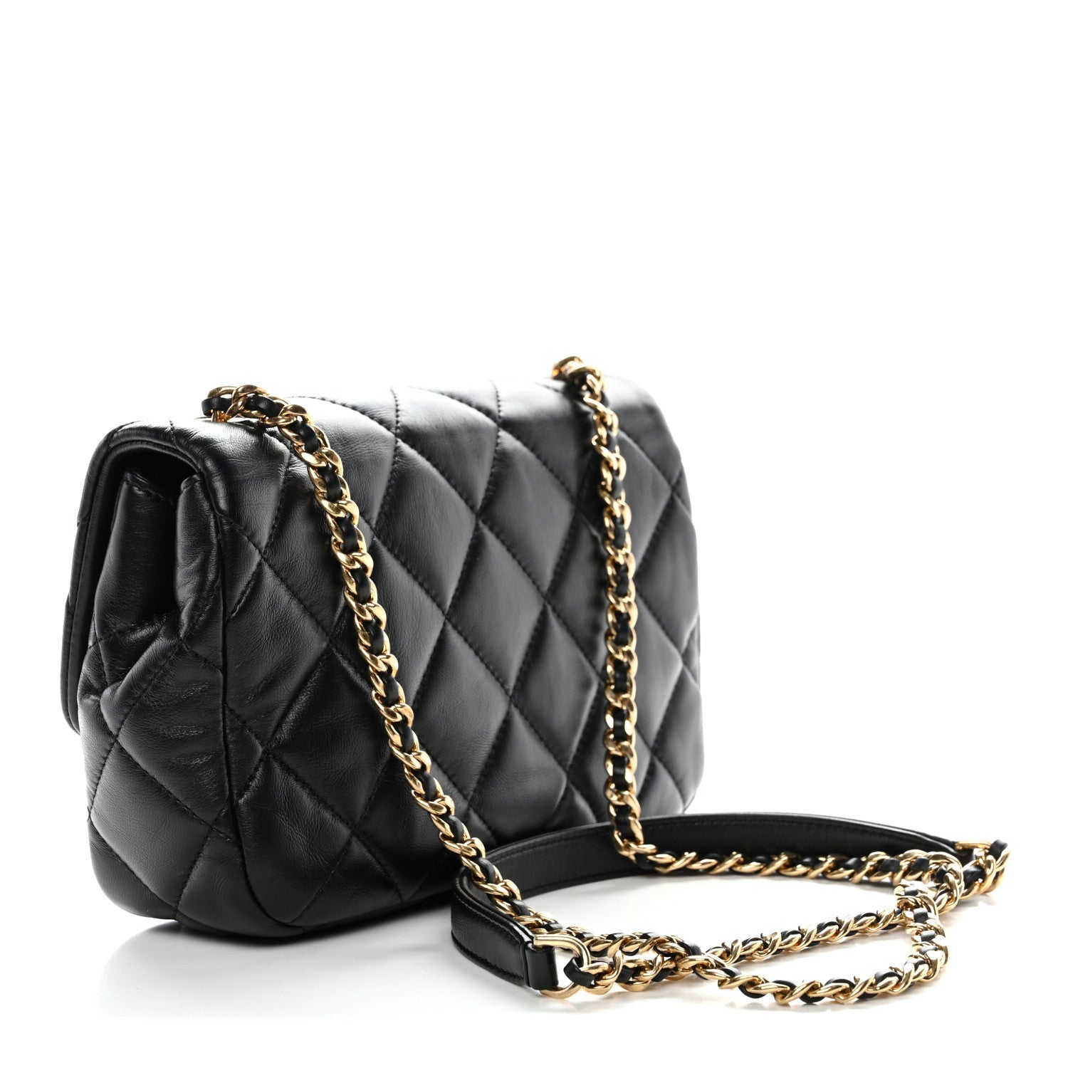 Lambskin Quilted Mini Square Flap Black