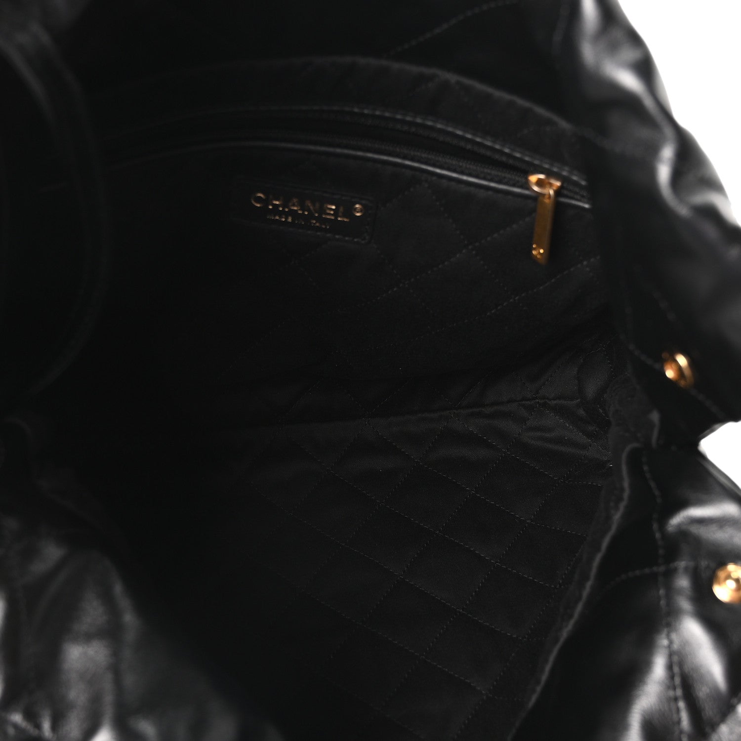 Shiny Calfskin Quilted Small Chanel 22 Black