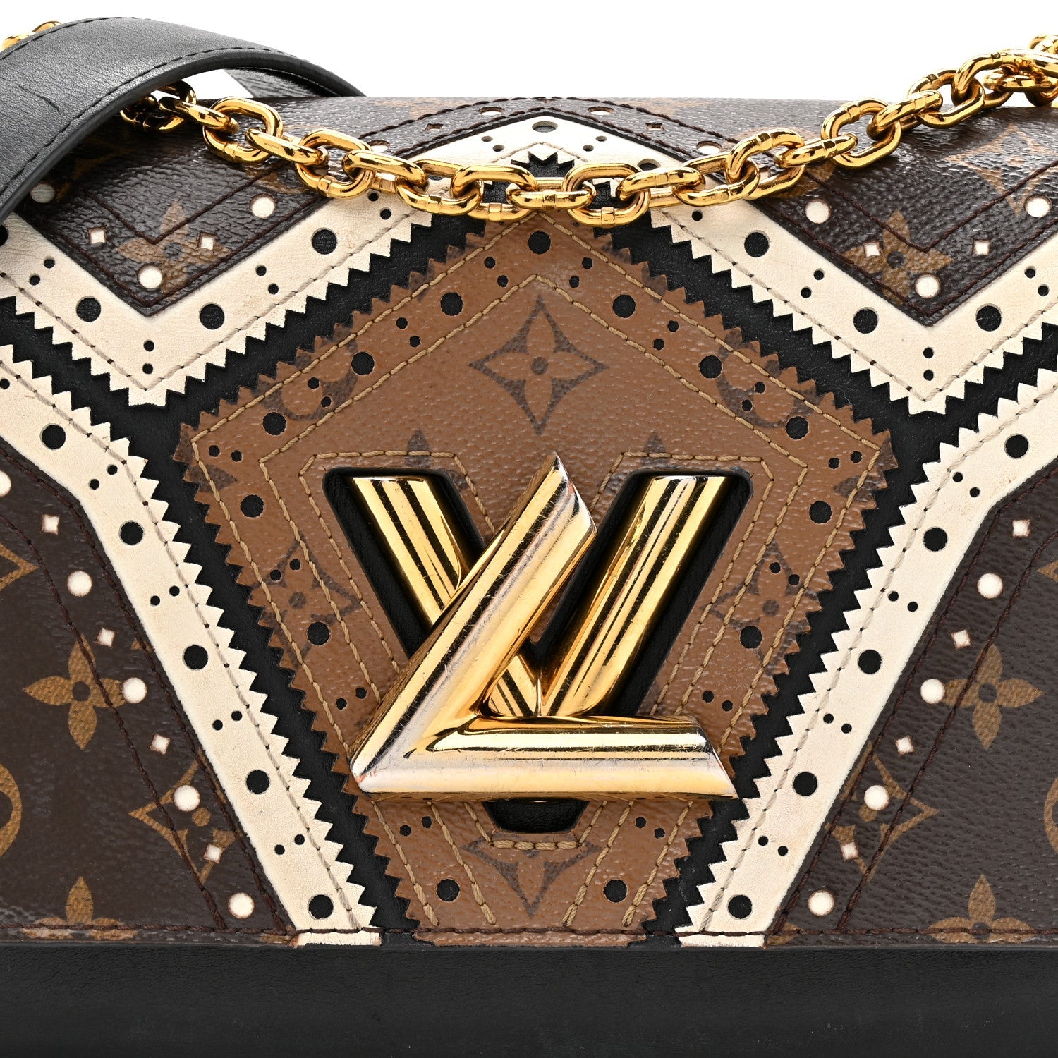 Veau Satin Monogram Twist Shoulder Bag MM Black