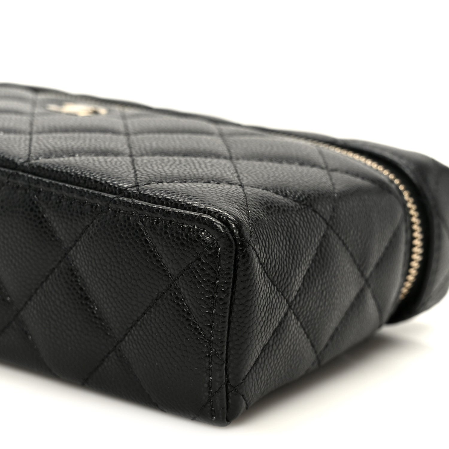 Caviar Quilted Top Handle Slim Vanity With Chain Black