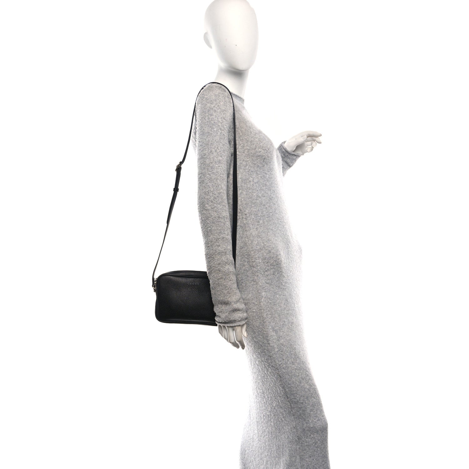 Pebbled Calfskin Shoulder Bag  Black