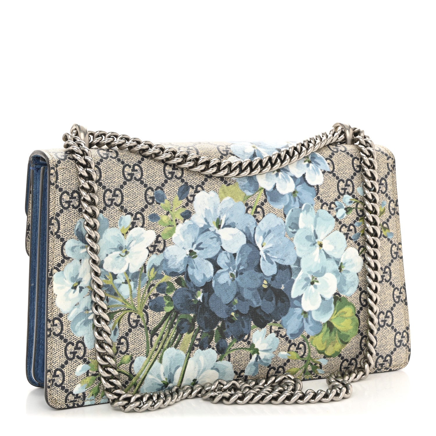 GG Supreme Monogram Blooms Small Dionysus Shoulder Bag Beige Navy Vintage Blue