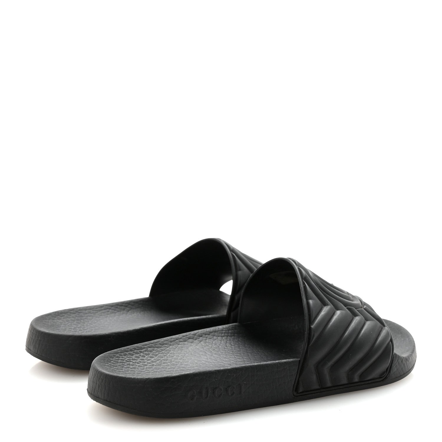 Rubber Matelasse Interlocking G Mens Slide Sandals 6 Black
