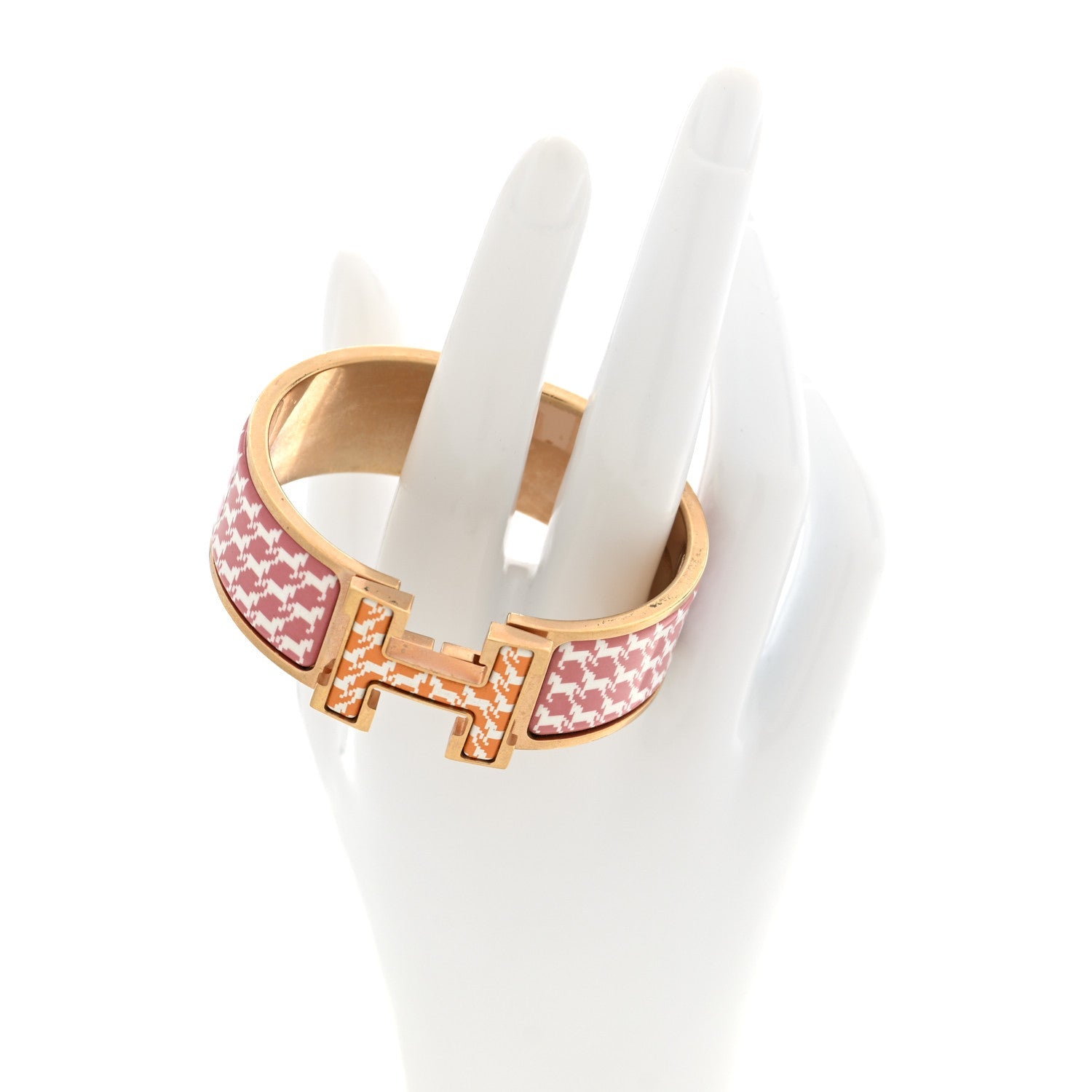 Enamel Cheval Pixel Wide Clic Clac H Bracelet PM Terre Orange
