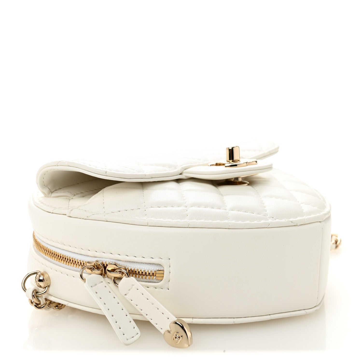 Lambskin Quilted CC In Love Heart Bag White