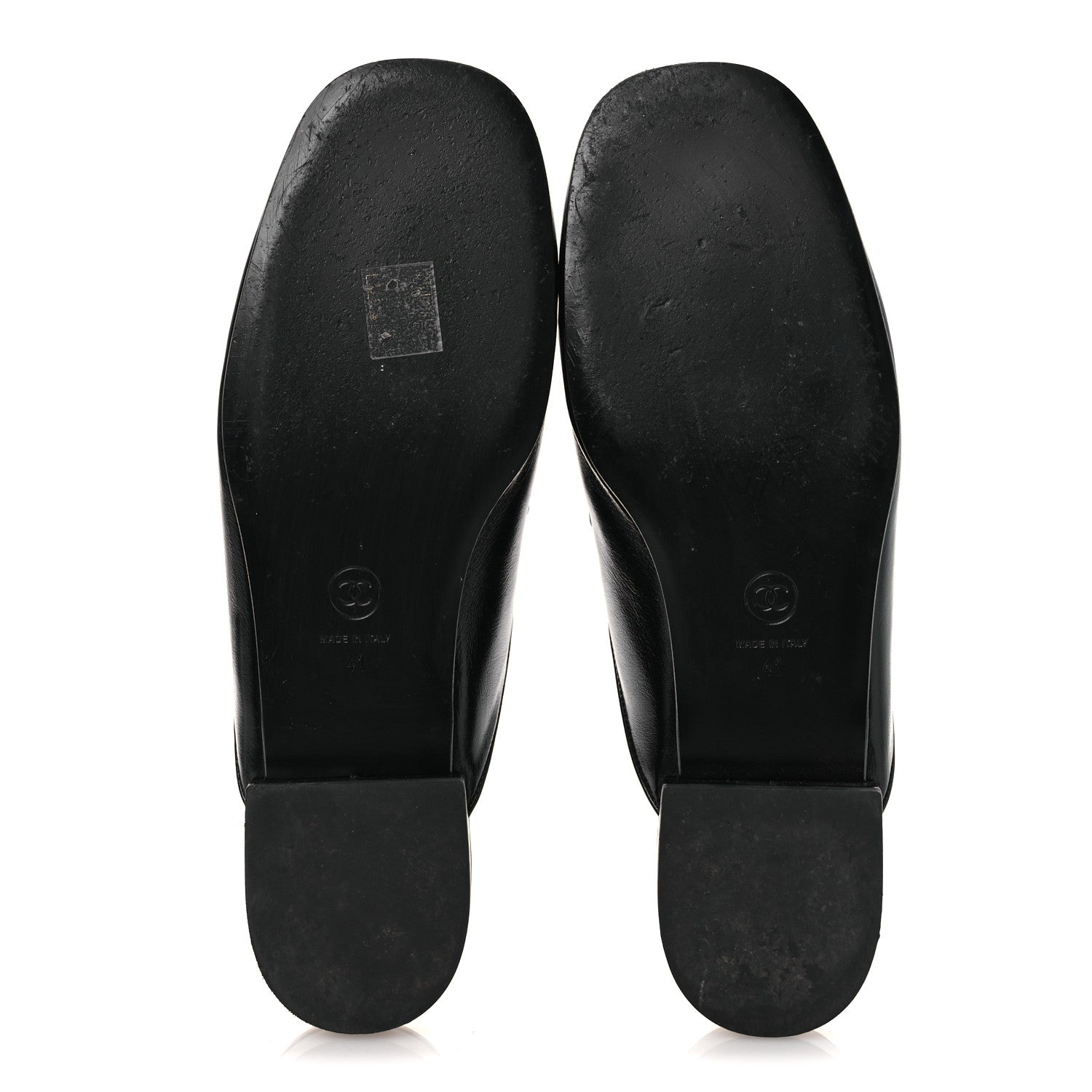 Shiny Calfskin Crystal CC Mules 41 Black
