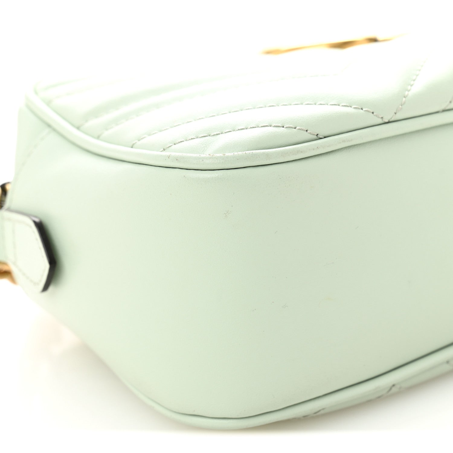 Calfskin Matelasse Small GG Marmont Chain Shoulder Bag Salvy Green
