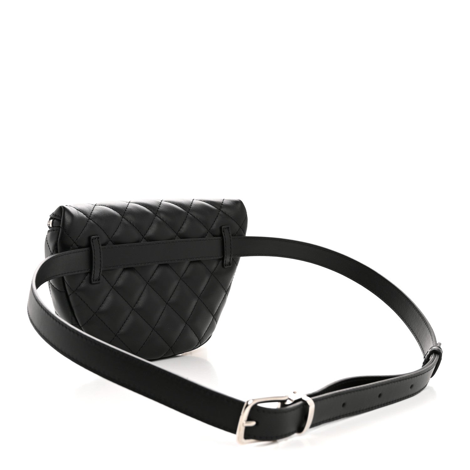 Calfskin Quilted Uniform Waist Belt Bag Black