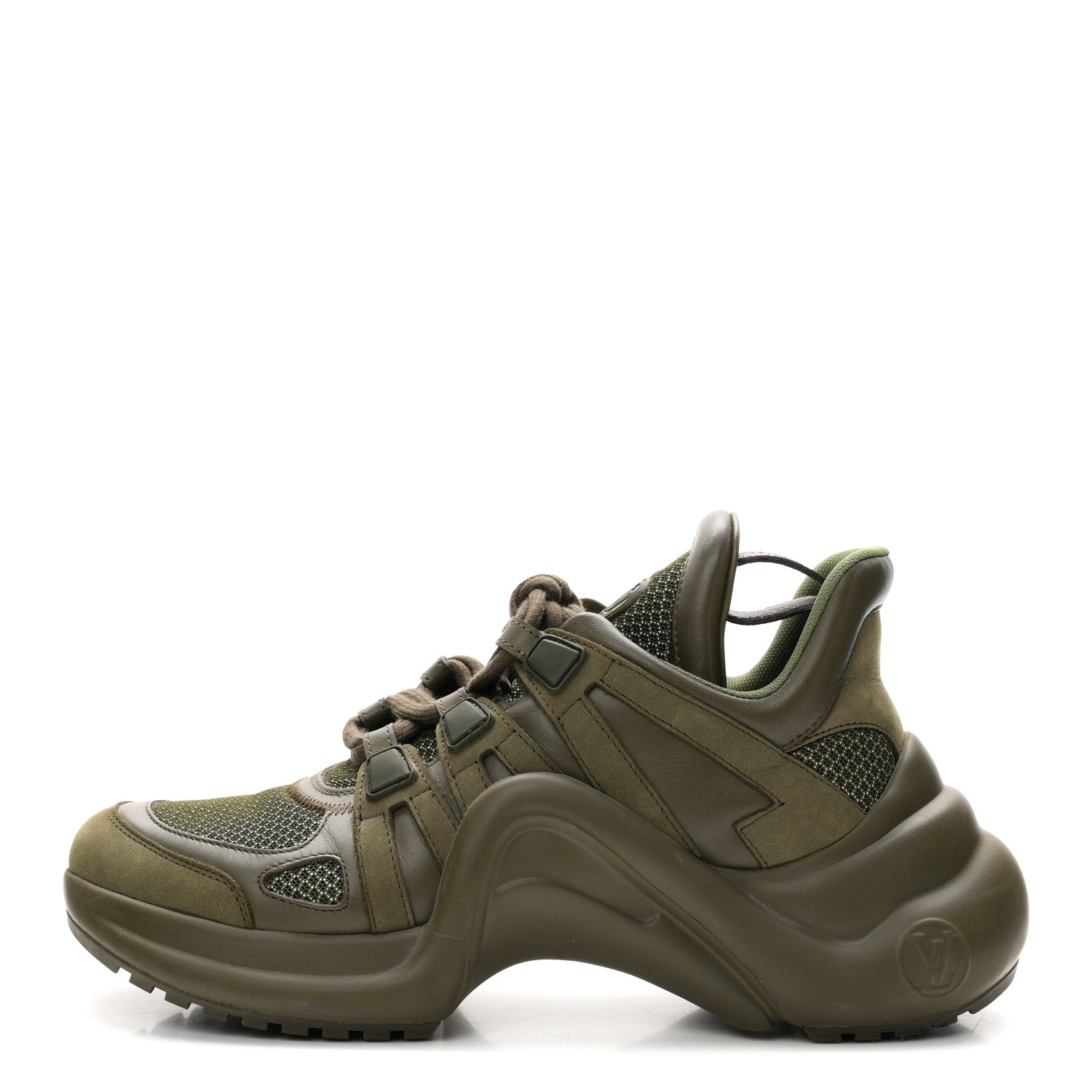 Calfskin Technical Nylon LV Archlight Sneakers 38 Green