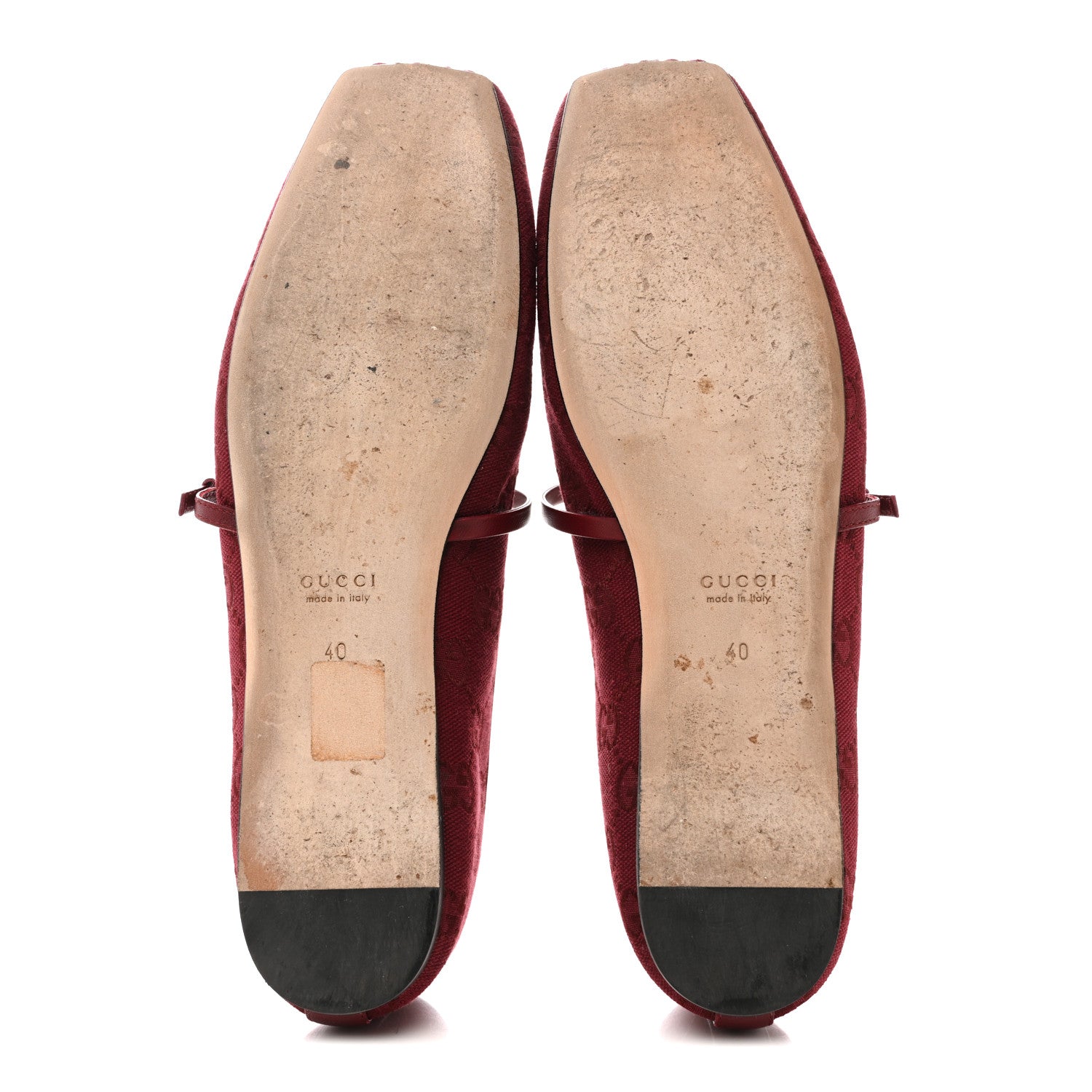GG Monogram Horsebit Ballet Flats 40 Rosso Ancora