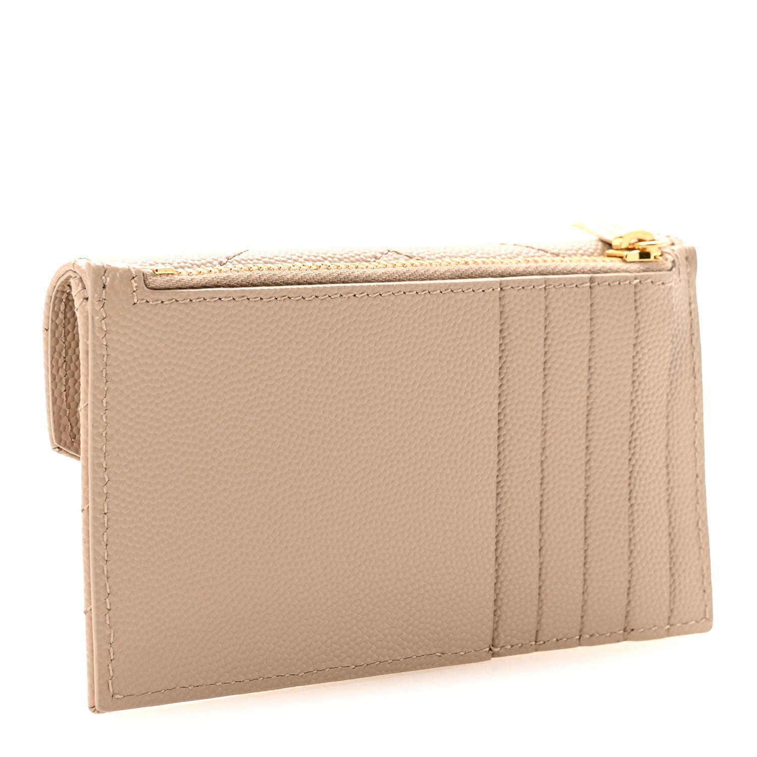 Grain De Poudre Matelasse Chevron Monogram Compact Wallet Dark Beige