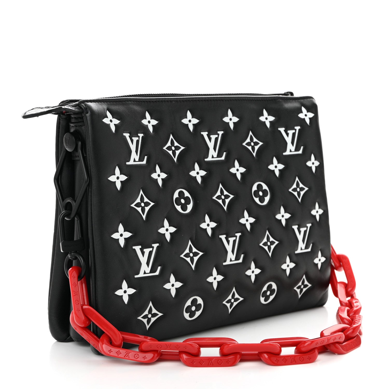 Lambskin Embossed Monogram Coussin PM Black White