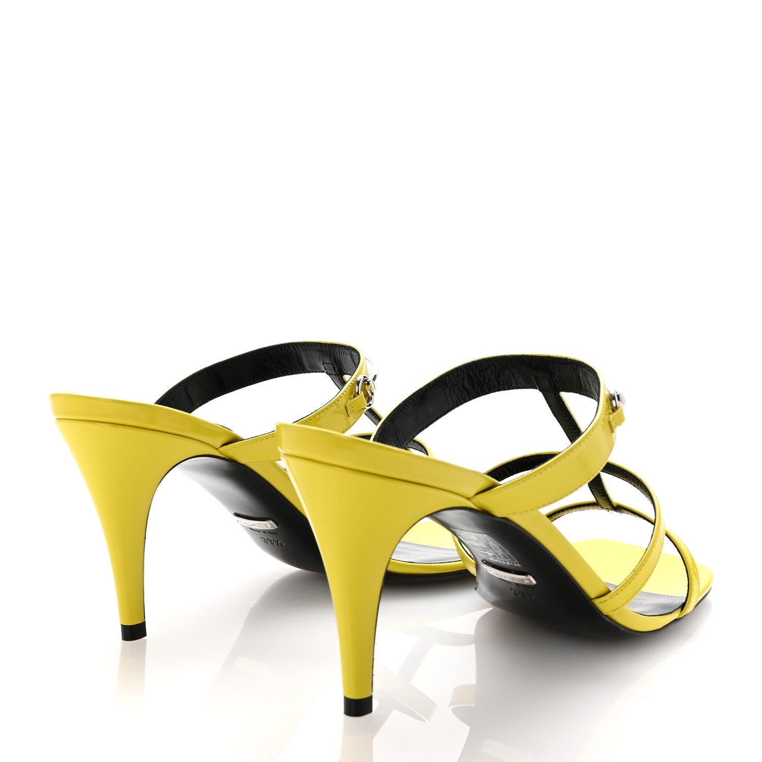 Patent Calfskin Horsebit Divine 75mm Slide Sandals 39.5 Acid Lime