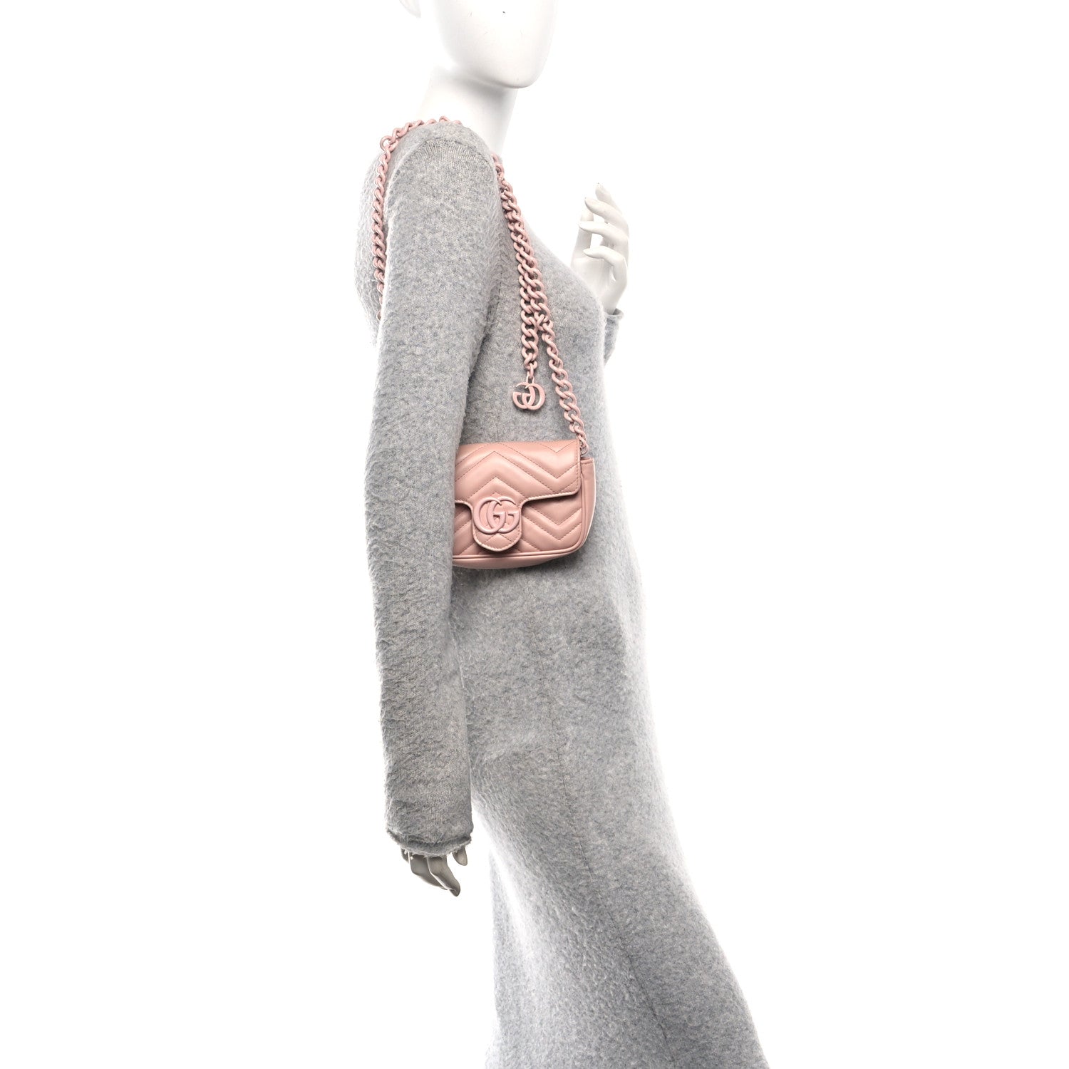 Calfskin Matelasse Monochrome GG Marmont Chain Belt Bag Perfect Pink