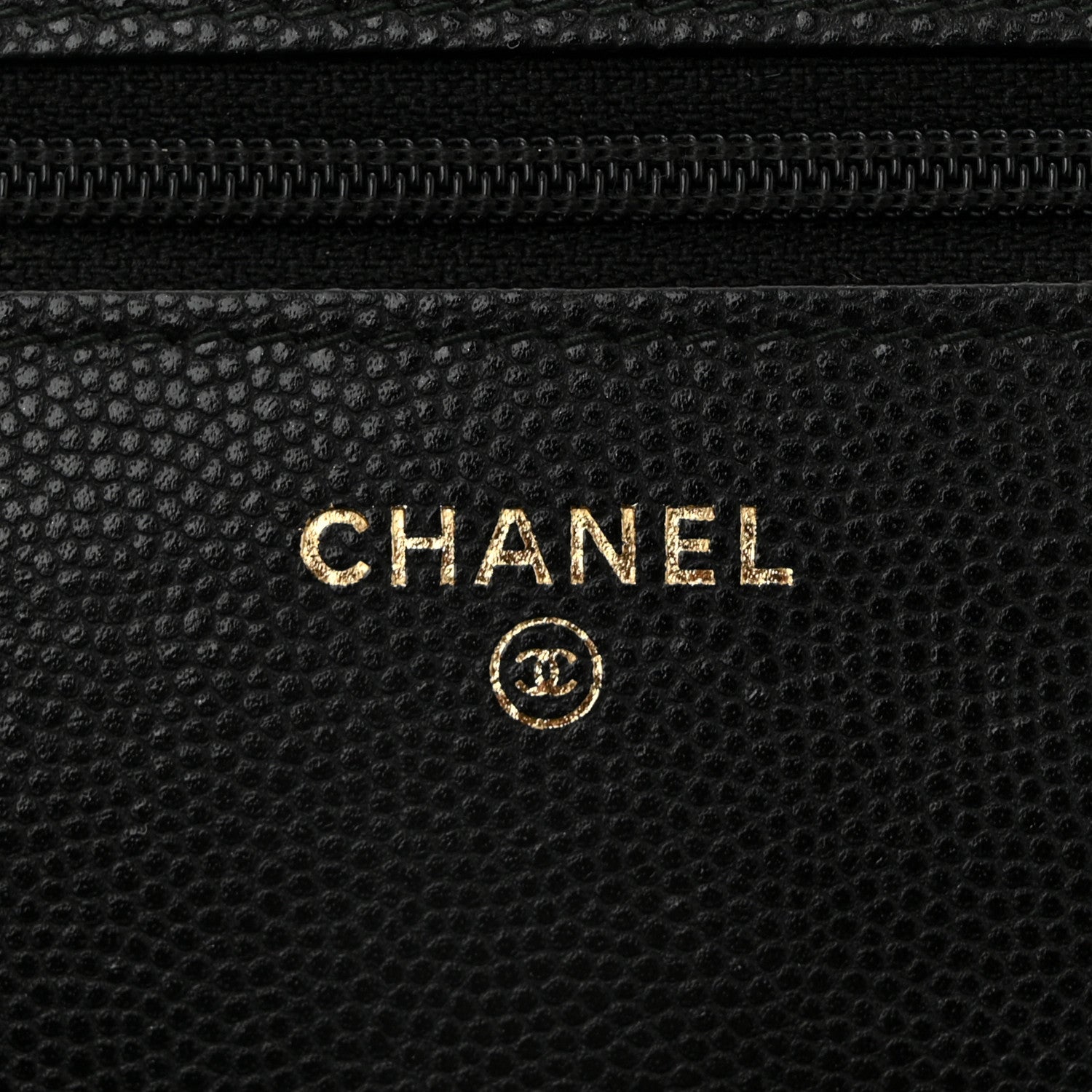 Caviar Quilted Golden Class Wallet On Chain WOC Black