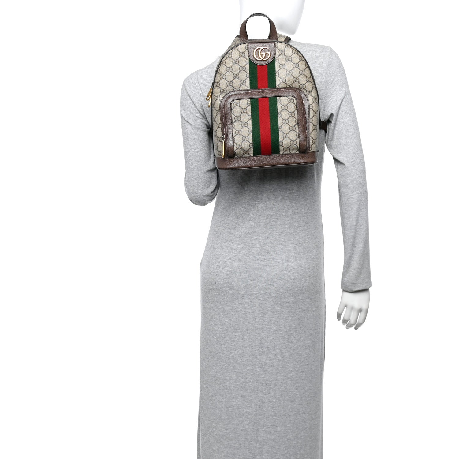 GG Supreme Monogram Calfskin Web Small Ophidia Day Backpack Beige Ebony New Acero