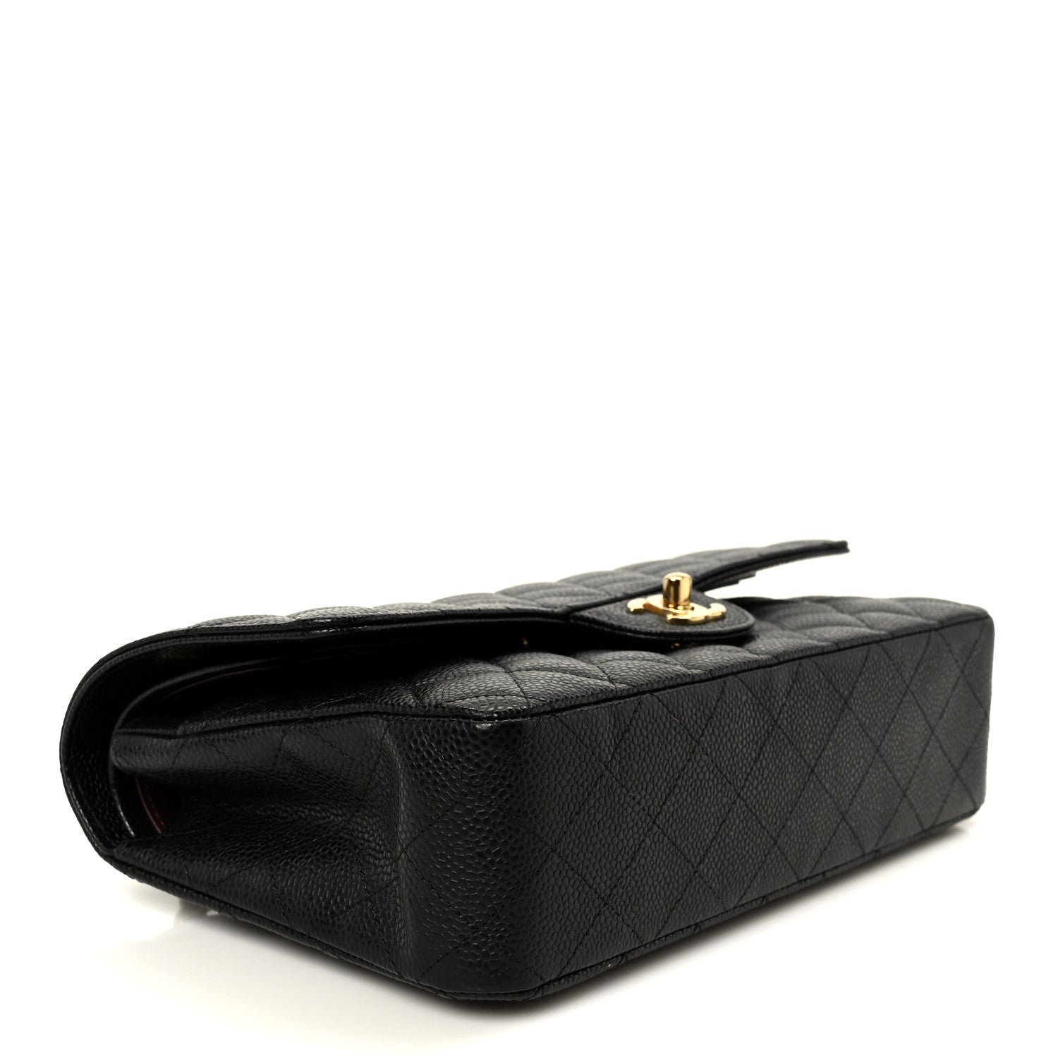 Caviar Quilted Medium Double Flap Black