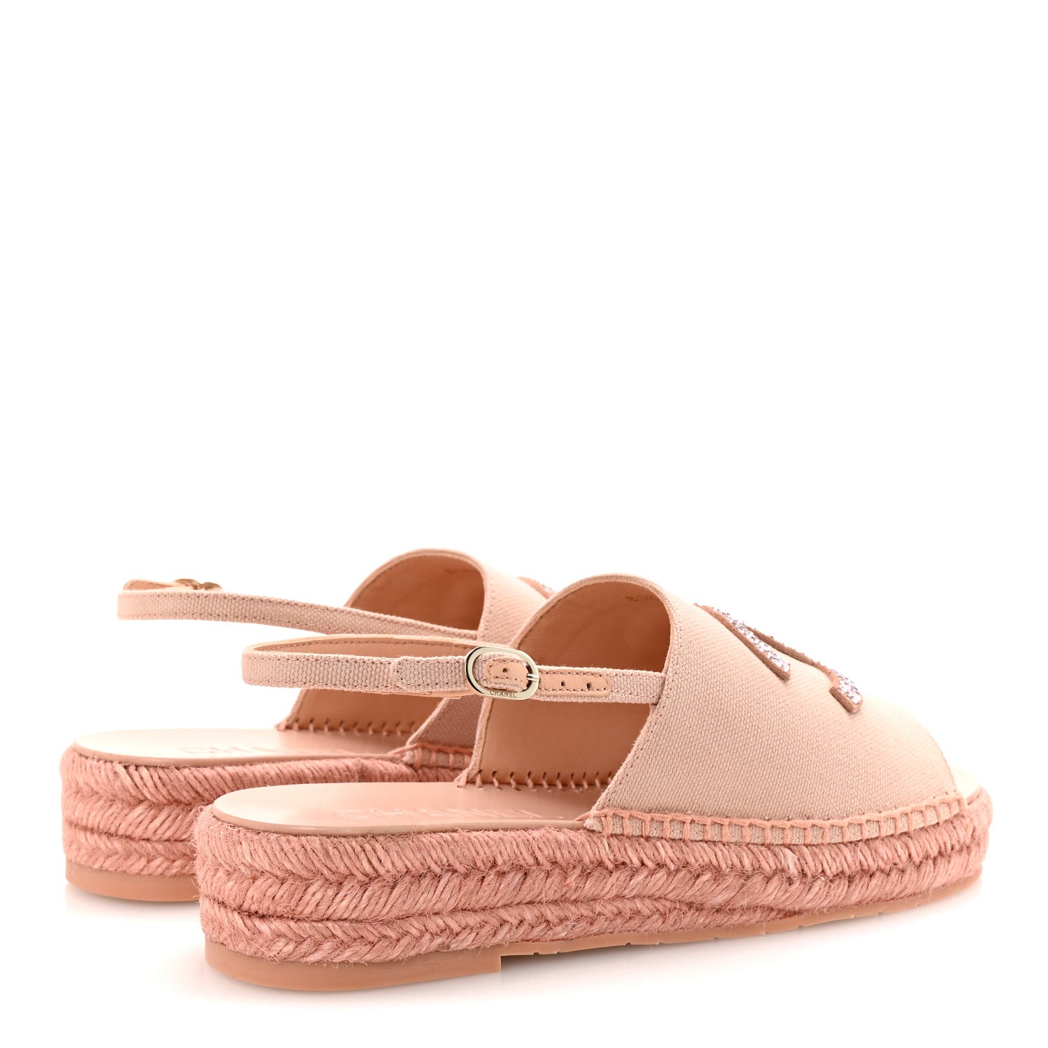 Canvas Strass CC Espadrille Slingback Sandals 38 Pink