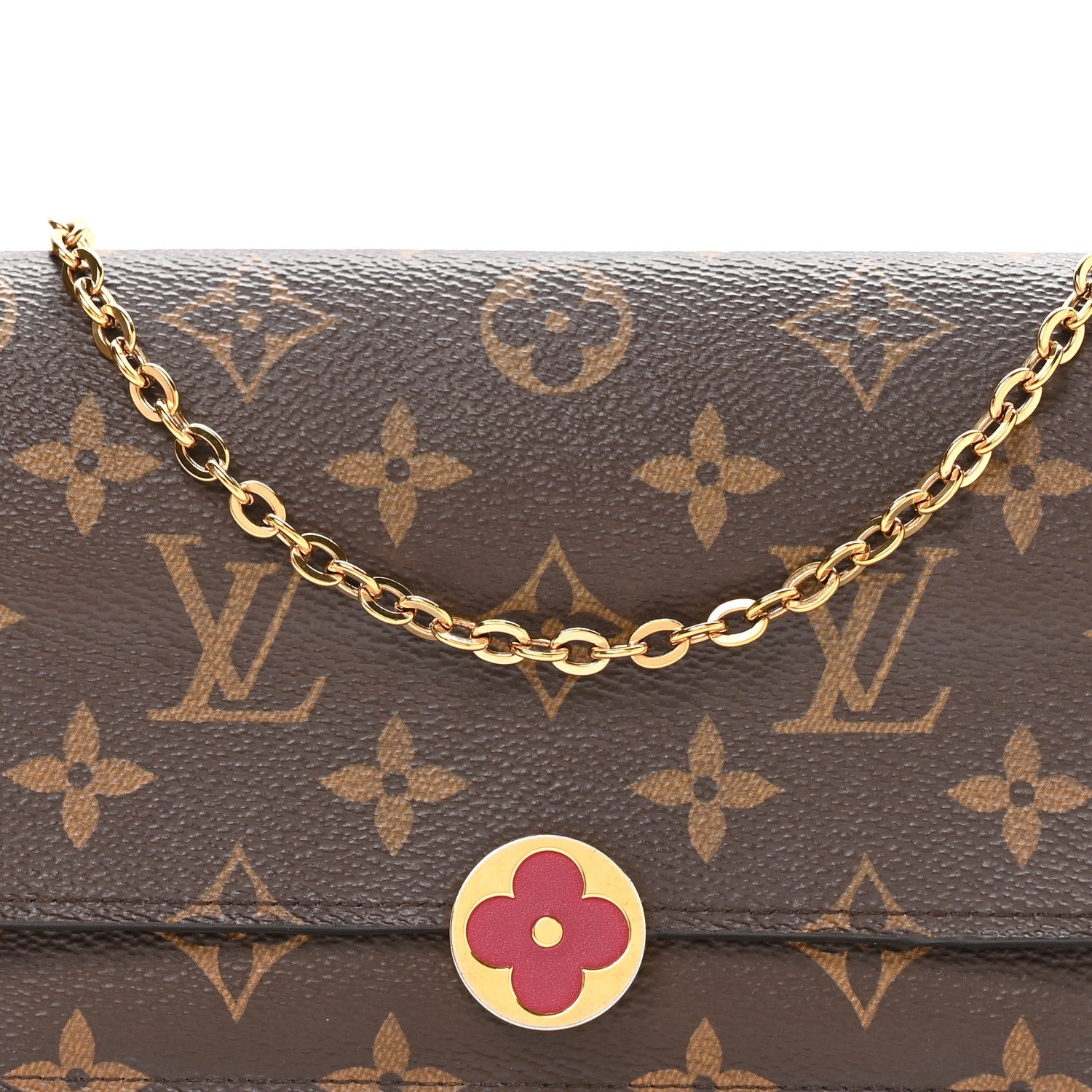 Monogram Flore Chain Wallet Fuchsia