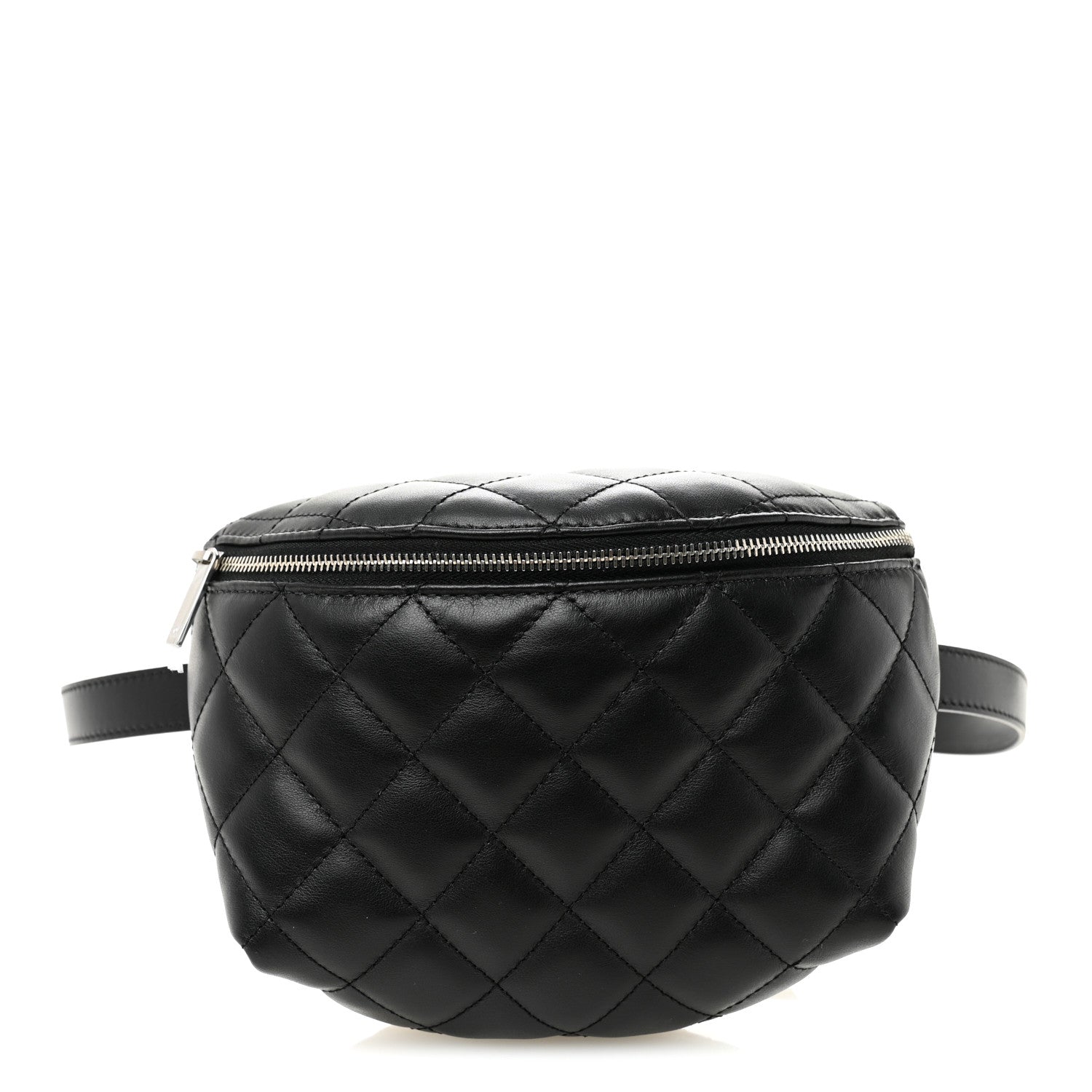 Calfskin Quilted Waist Belt Bag Black
