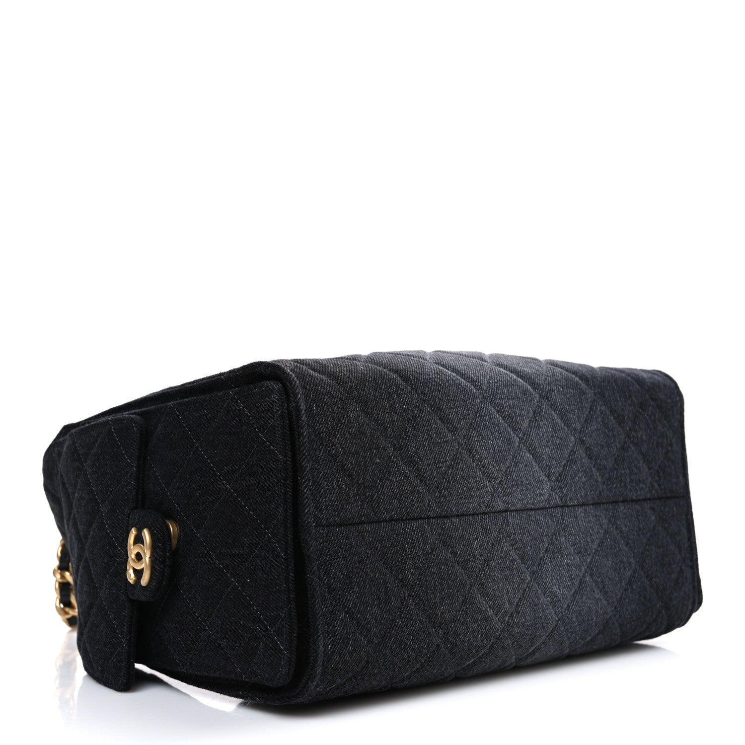 Washed Denim Quilted Small Chanel 25 Handbag Black