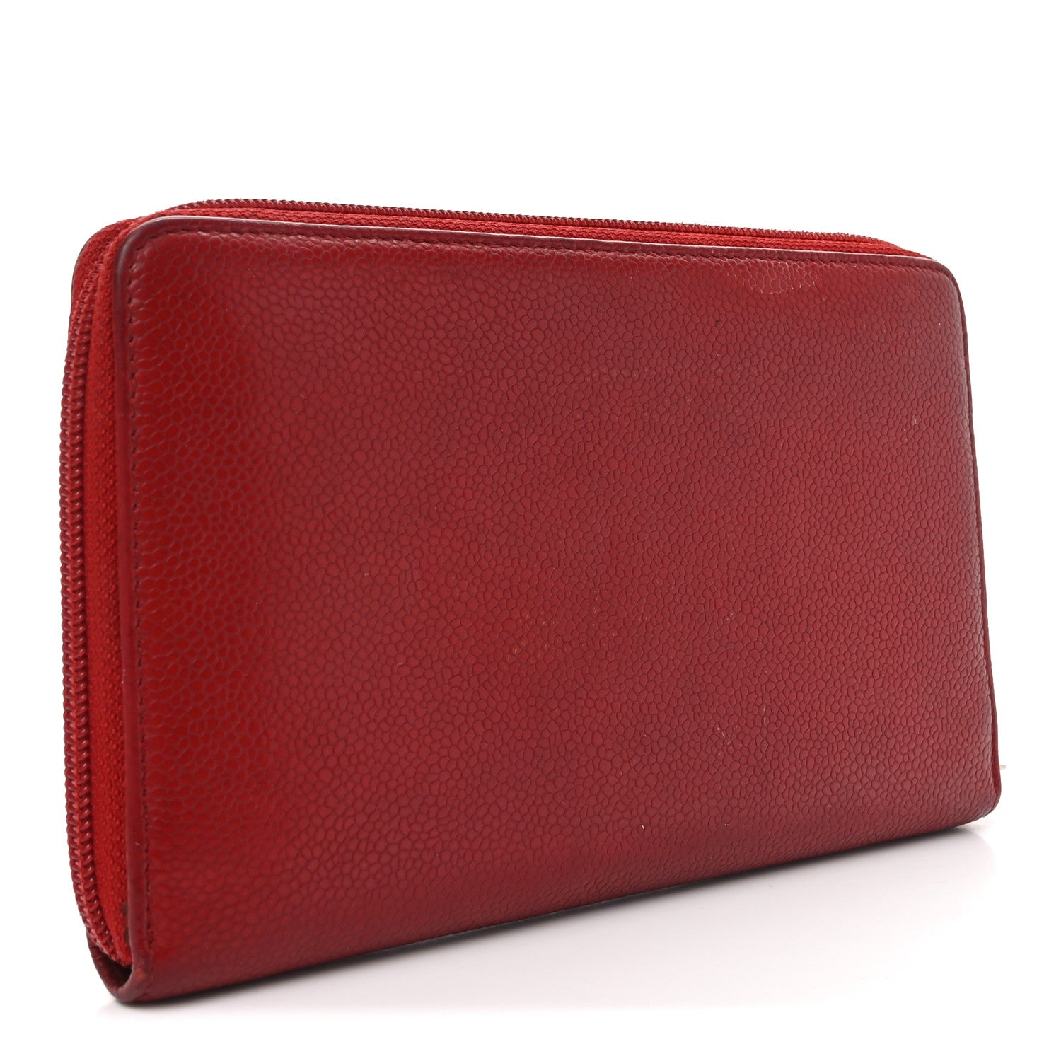 Caviar Large CC Timeless Zip Around Organizer Wallet Red