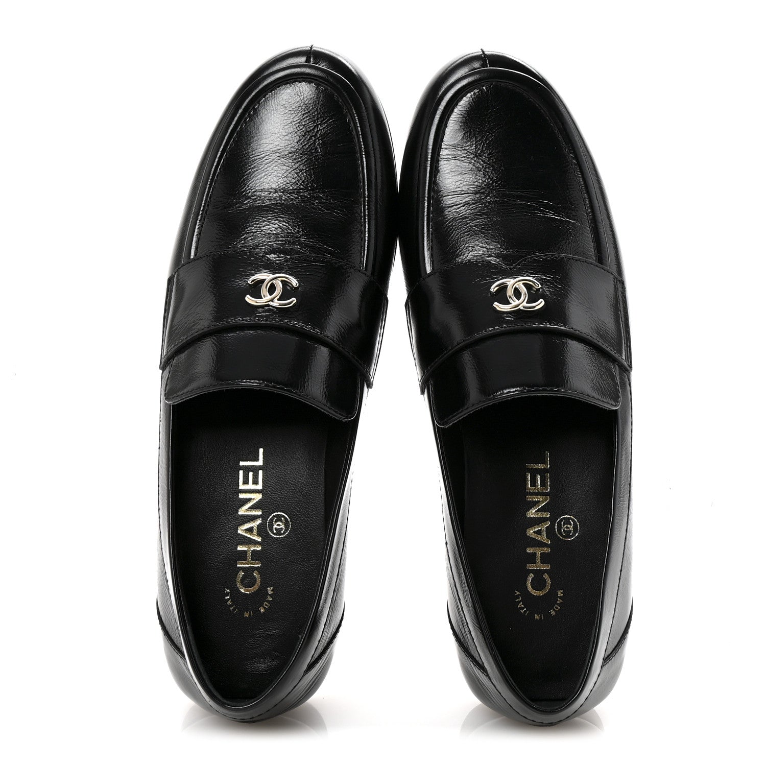 Calfskin CC Moccasin Loafers 38.5 Black
