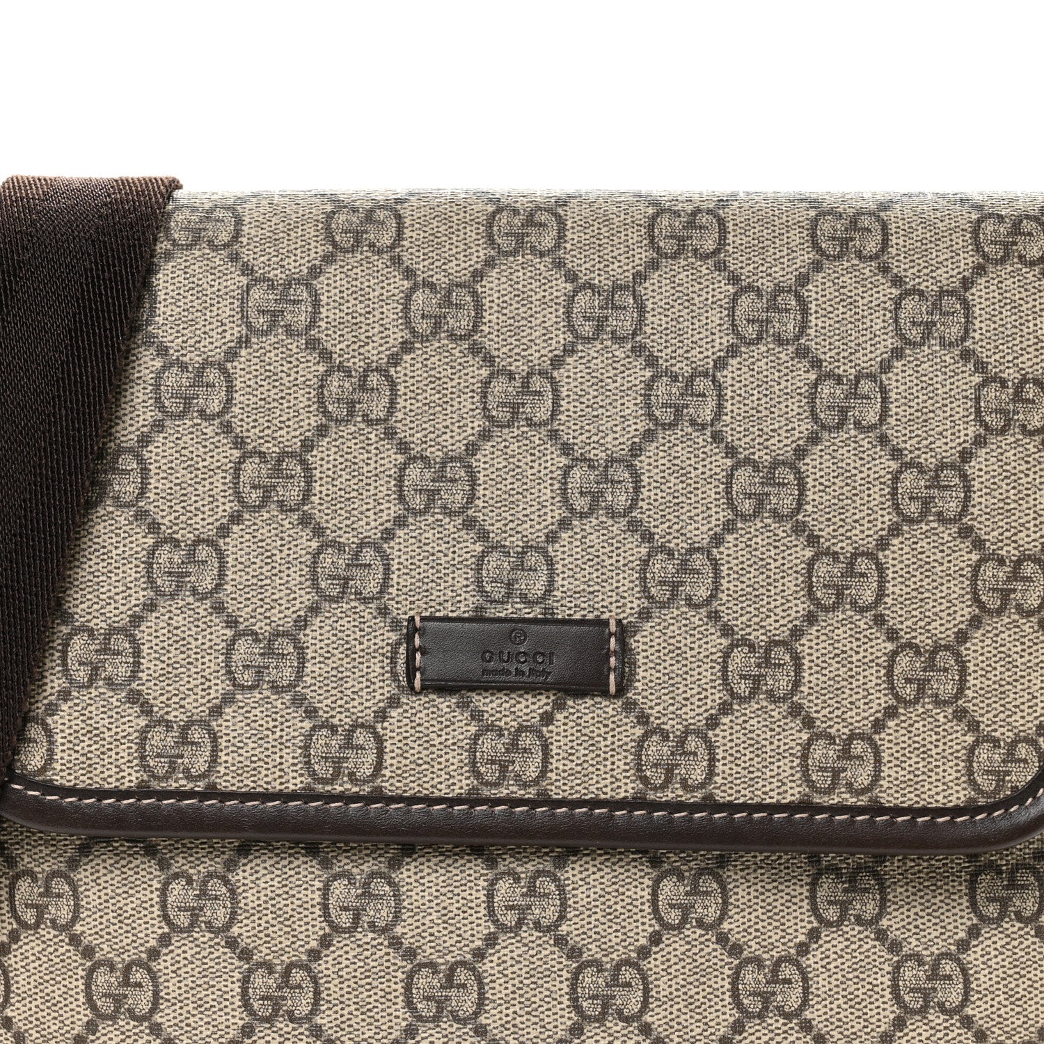 GG Supreme Monogram Selleria Calfskin Small Flap Messenger Bag Beige Ebony Cocoa Dark Chocolate