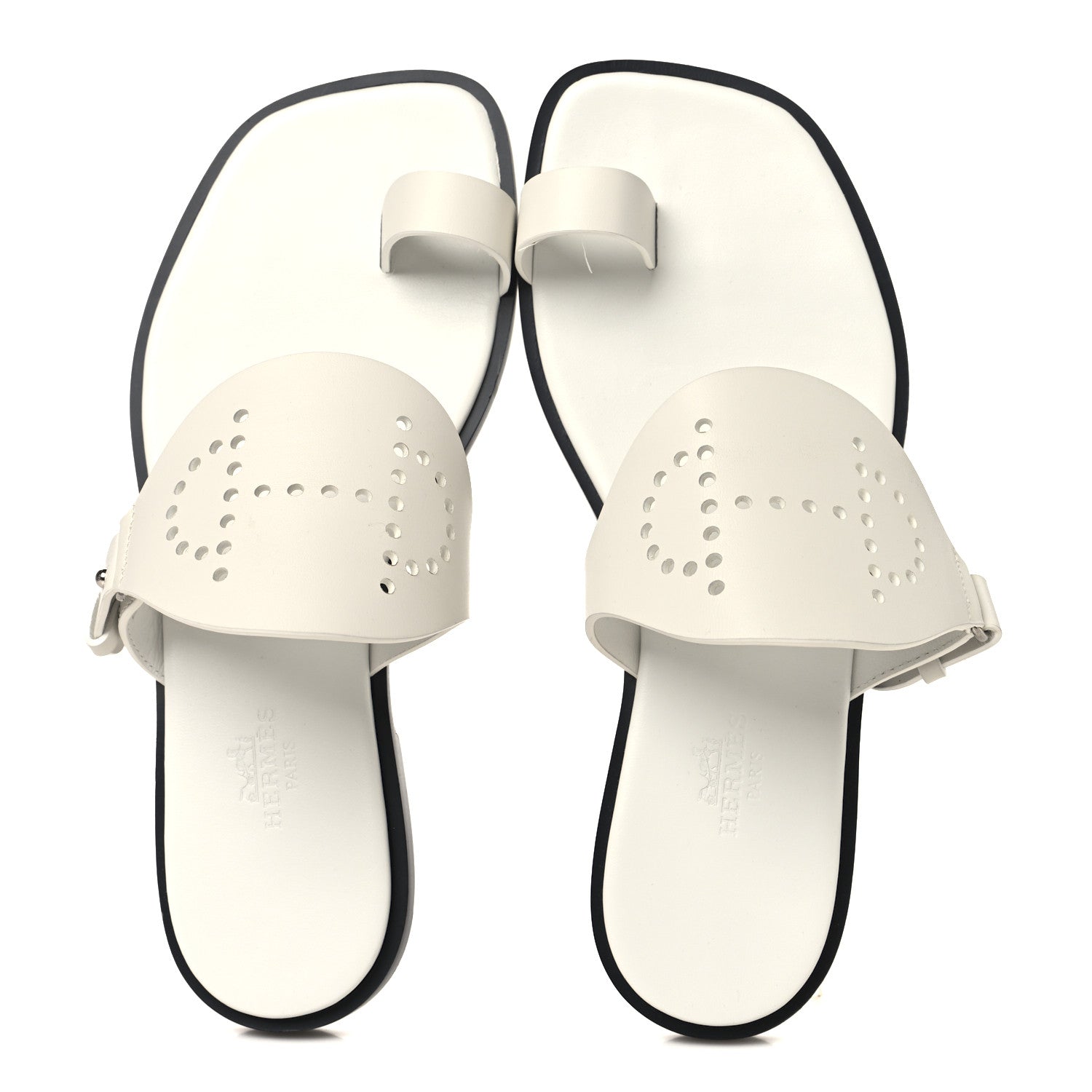Calfskin Perforated Hera Sandals 36 White