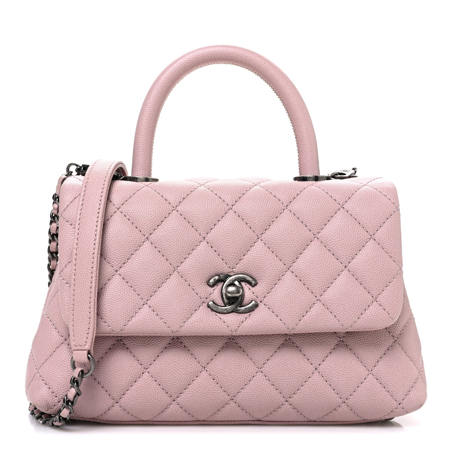 Caviar Quilted Mini Coco Handle Flap Pink