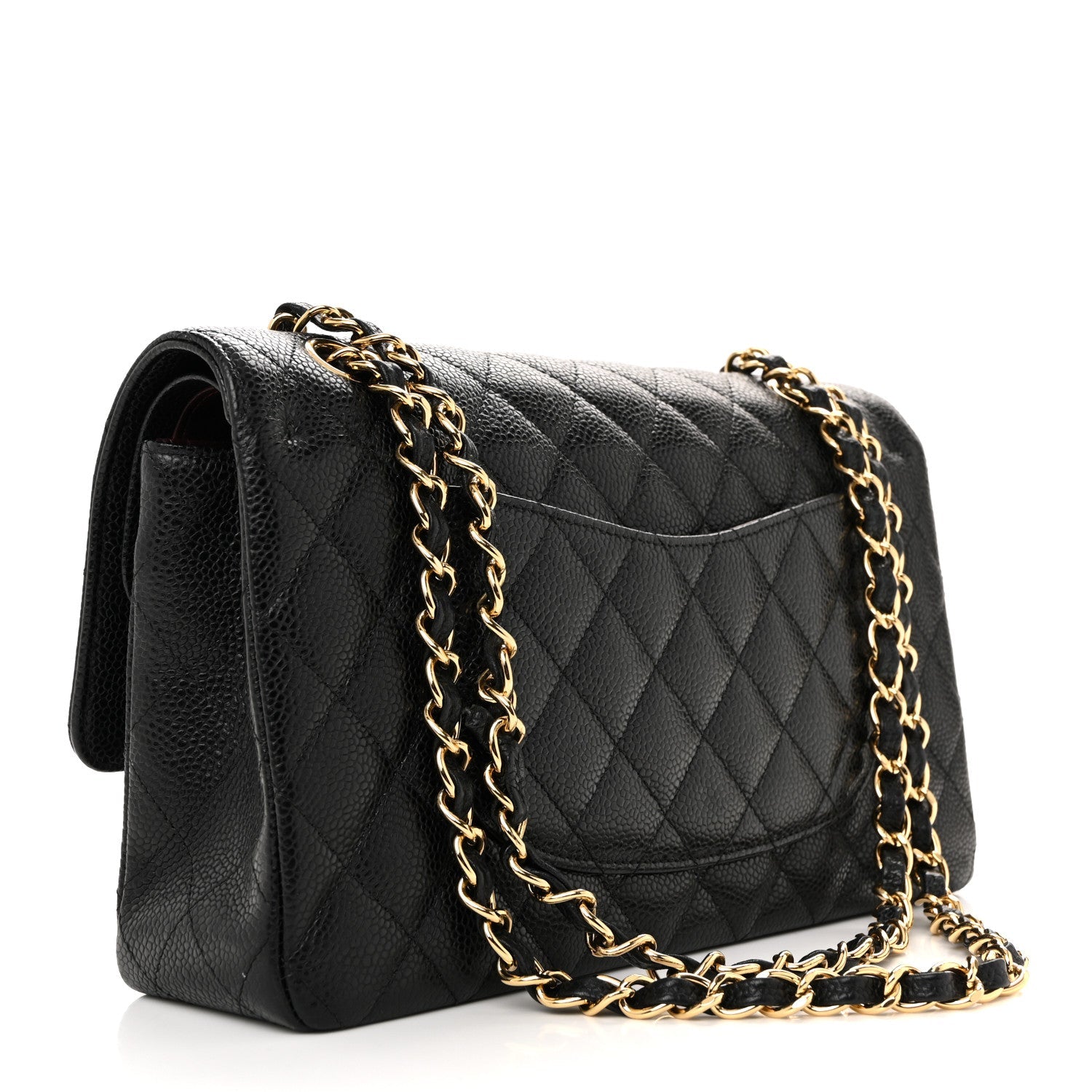 Caviar Quilted Medium Double Flap Black