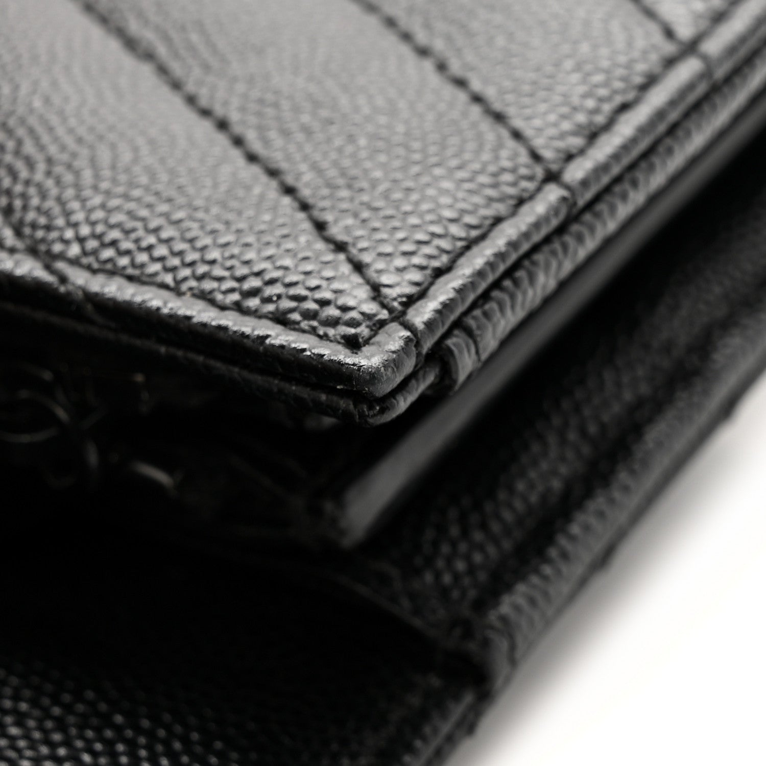 Grain De Poudre Matelasse Chevron Monogram Flap Wallet Black