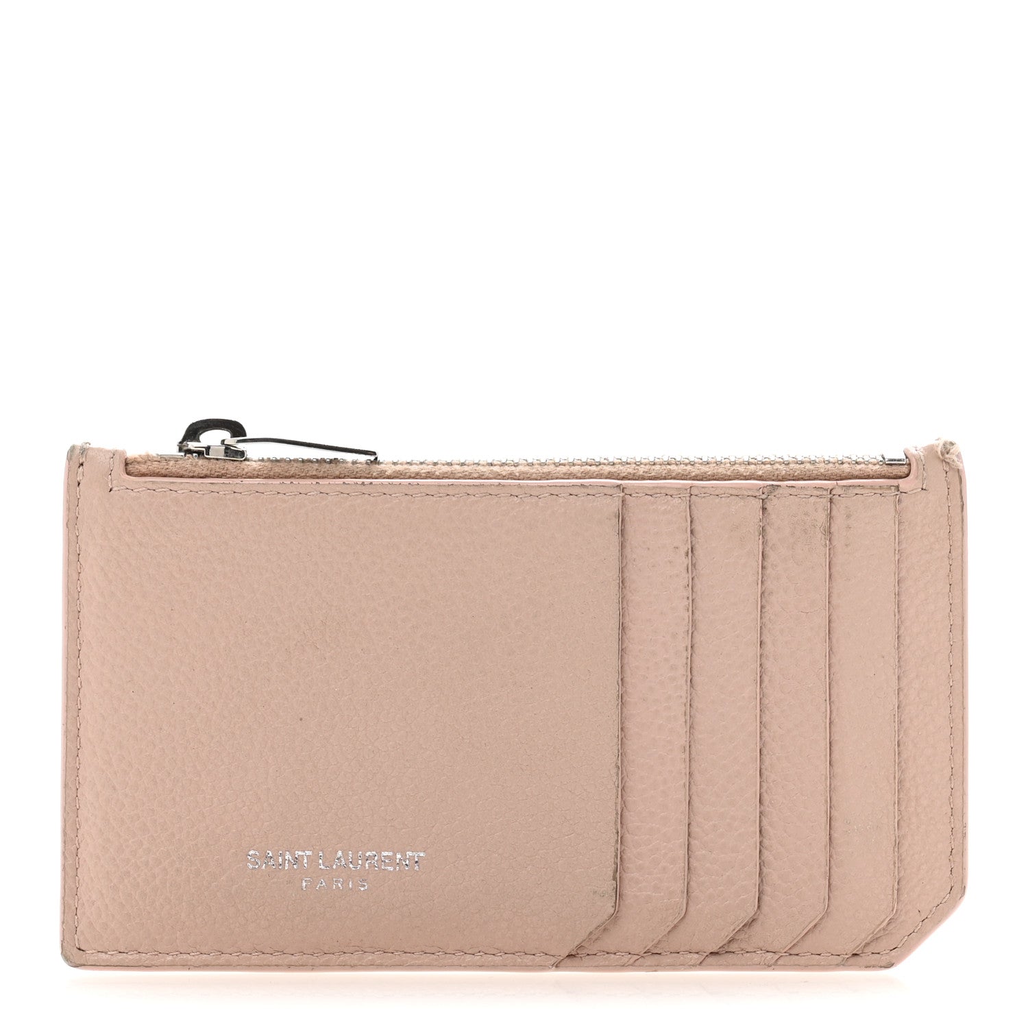 Grained Calfskin 5 Fragments Zip Pouch Card Holder Rose Antic