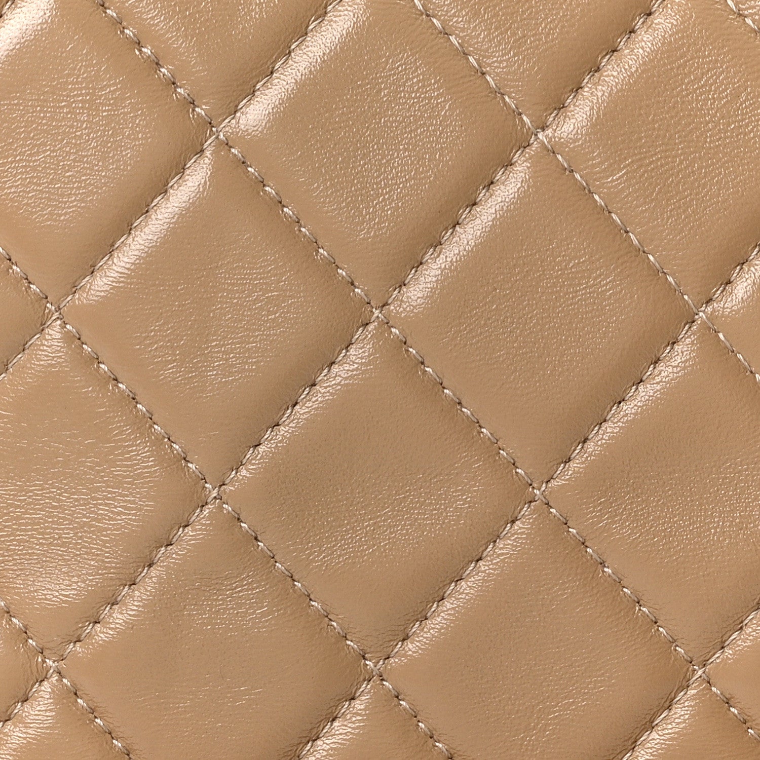 Shiny Crumpled Calfskin Quilted Large 31 Shopping Bag Beige