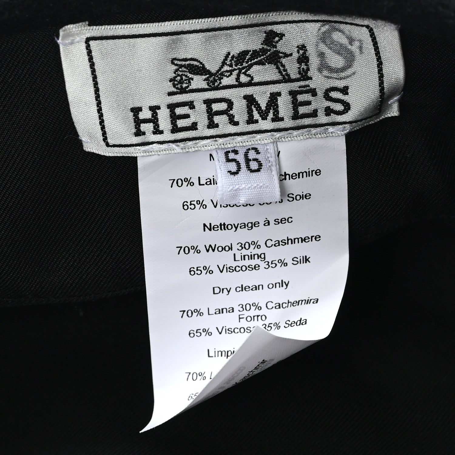 Wool Cashmere Saint Honore Drap Beret 56 Black