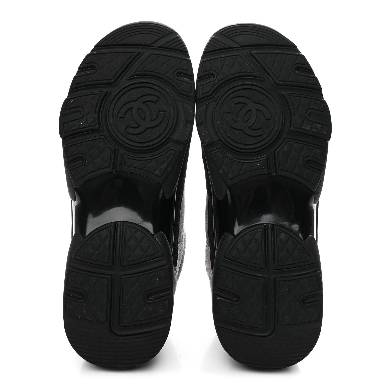 Suede Calfskin CC Sneakers 36.5 Black Grey