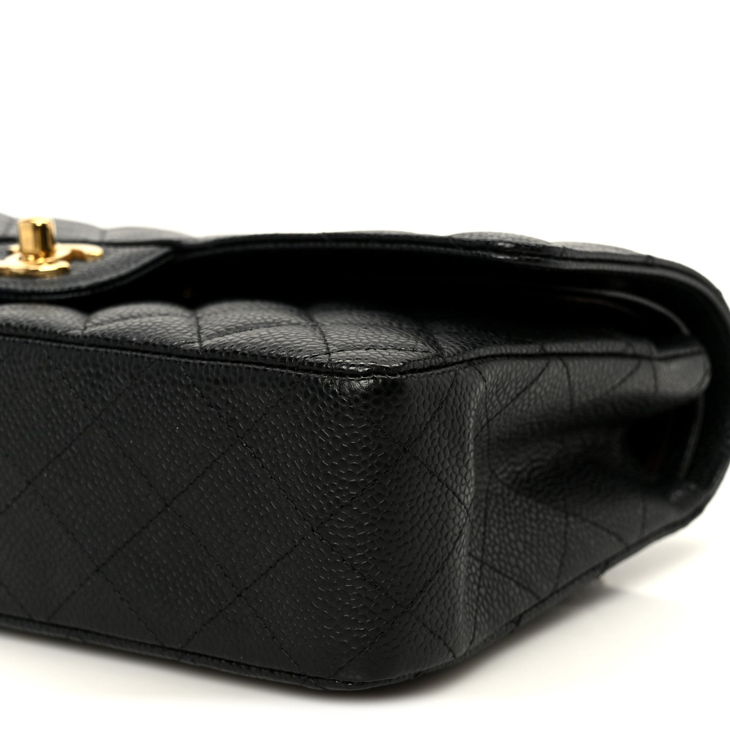 Caviar Quilted Medium Double Flap Black