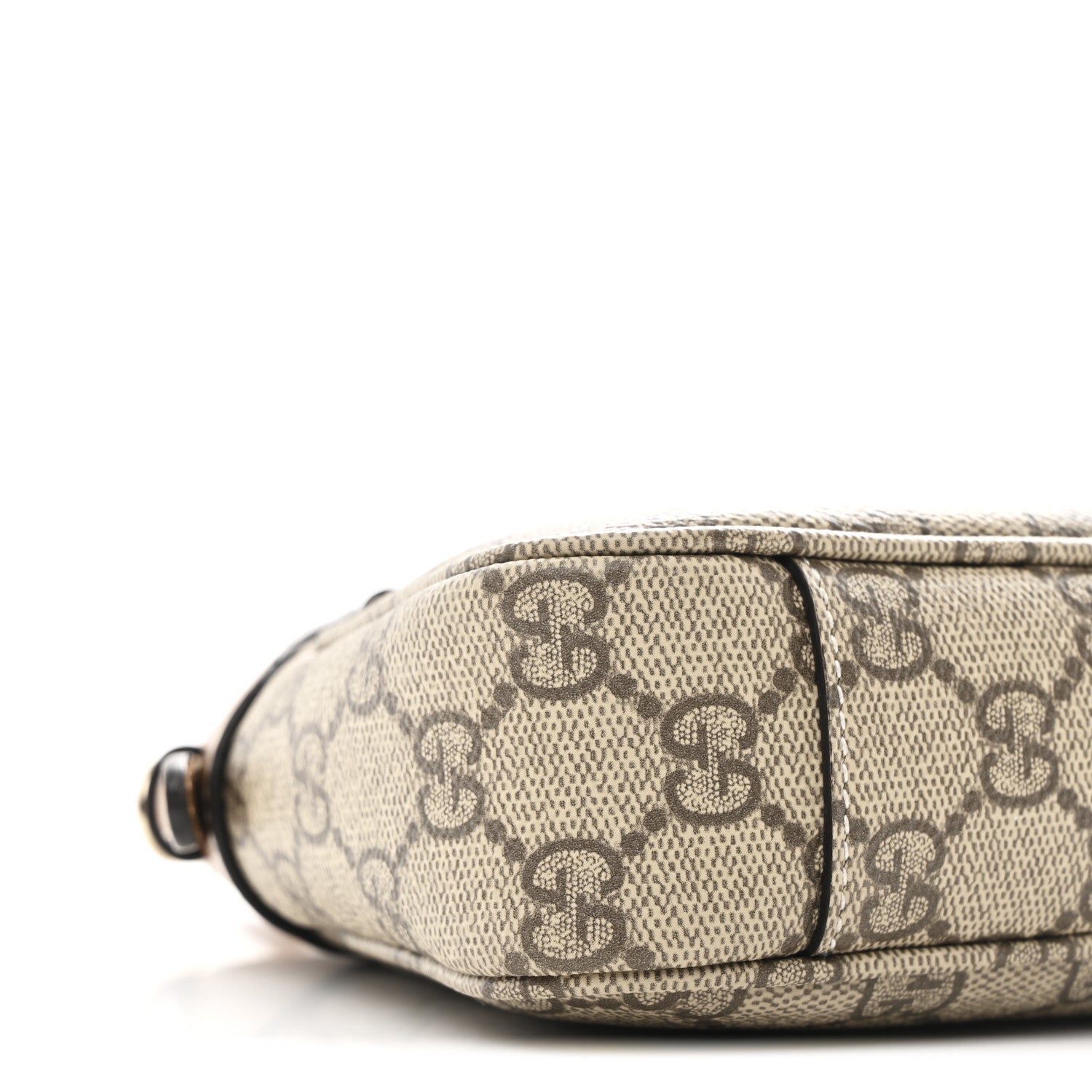 GG Supreme Monogram Textured Calfskin Small Emblem Shoulder Bag Beige Dark Brown