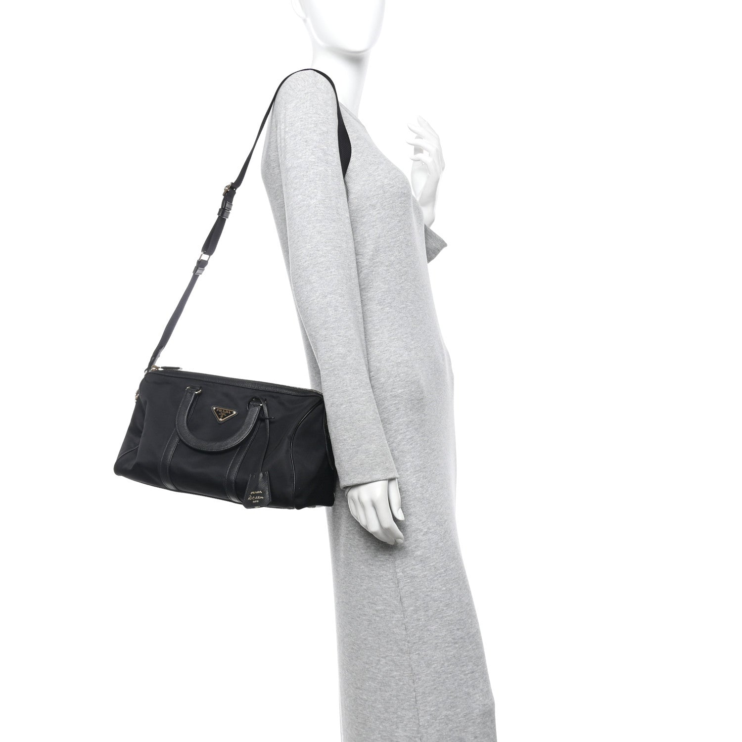 Re-Nylon Saffiano Medium Re-Edition 1978 Top Handle Bag Black