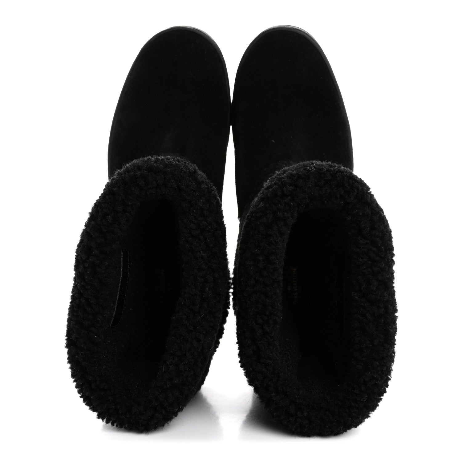 Suede Calfskin Shearling Snowdrop Flat Ankle Boot 38.5 Black