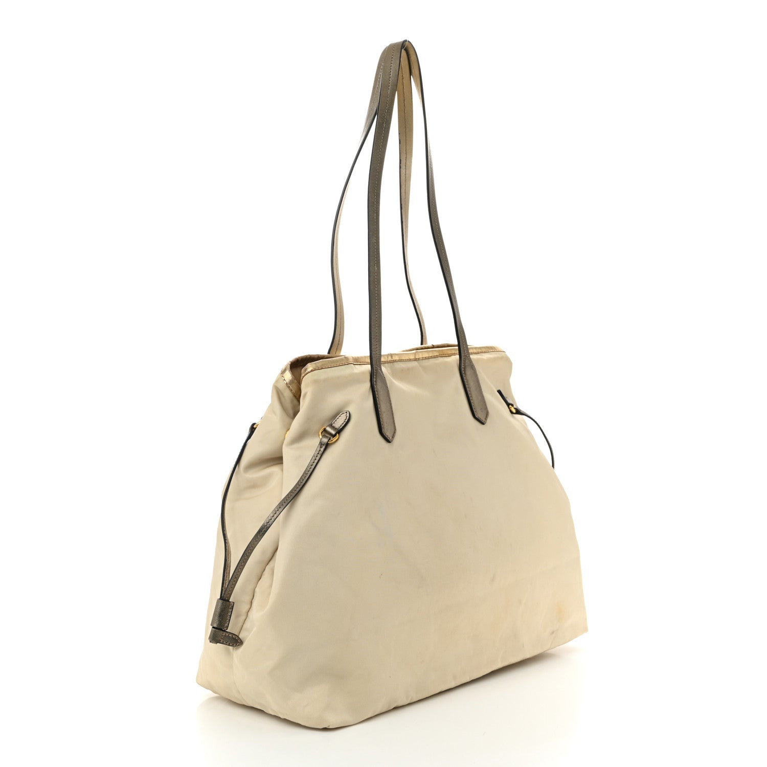 Tessuto Nylon Saffiano Shopping Tote White