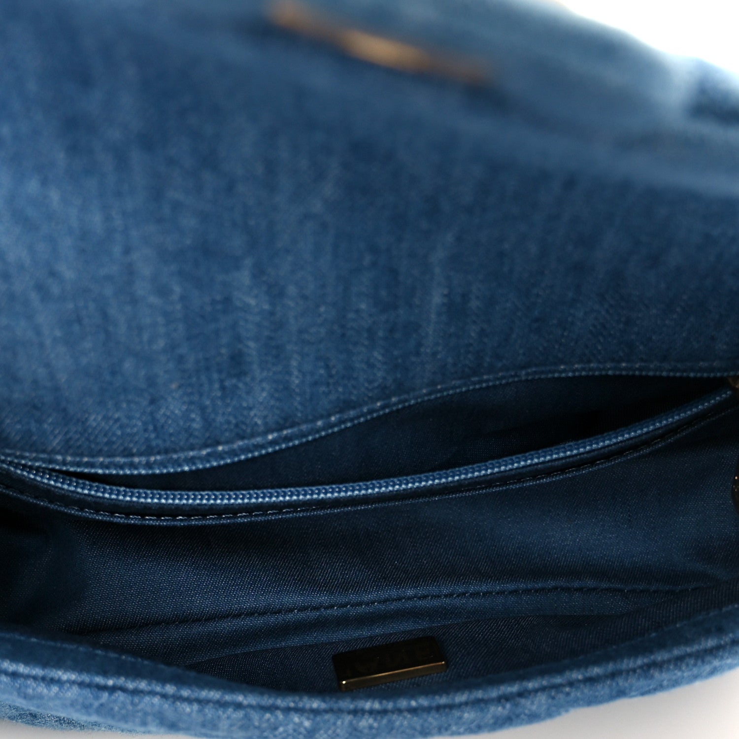 Denim Quilted Mini Pearl Crush Rectangular Flap Blue