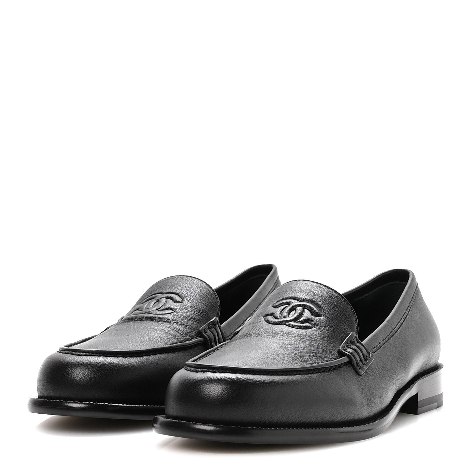 Lambskin CC Mocassin Loafers 37.5 Black