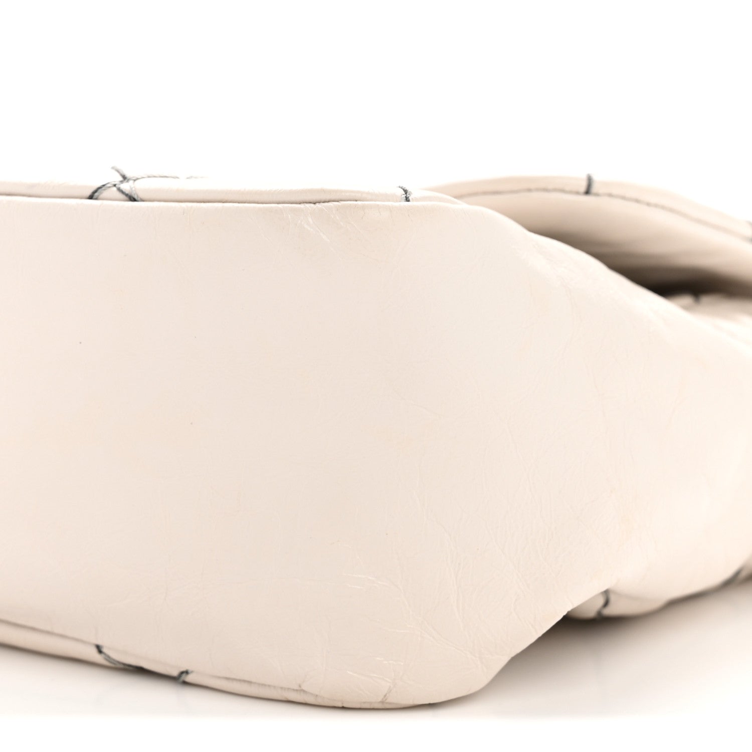 Glazed Goatskin Double Stitch Flap Ivory